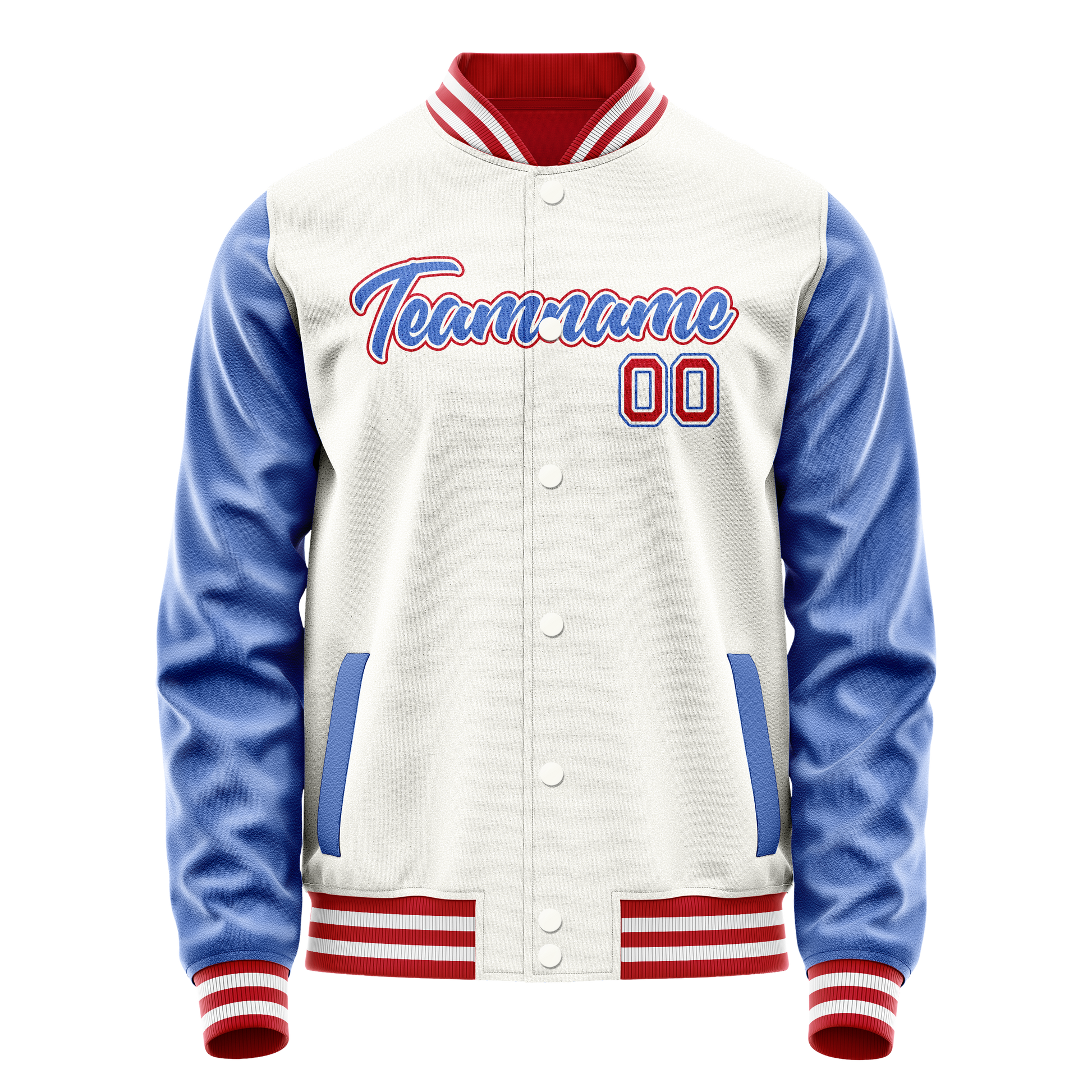 Custom White Royal Solid Color Varsity Letterman Jacket JA02240617LH449