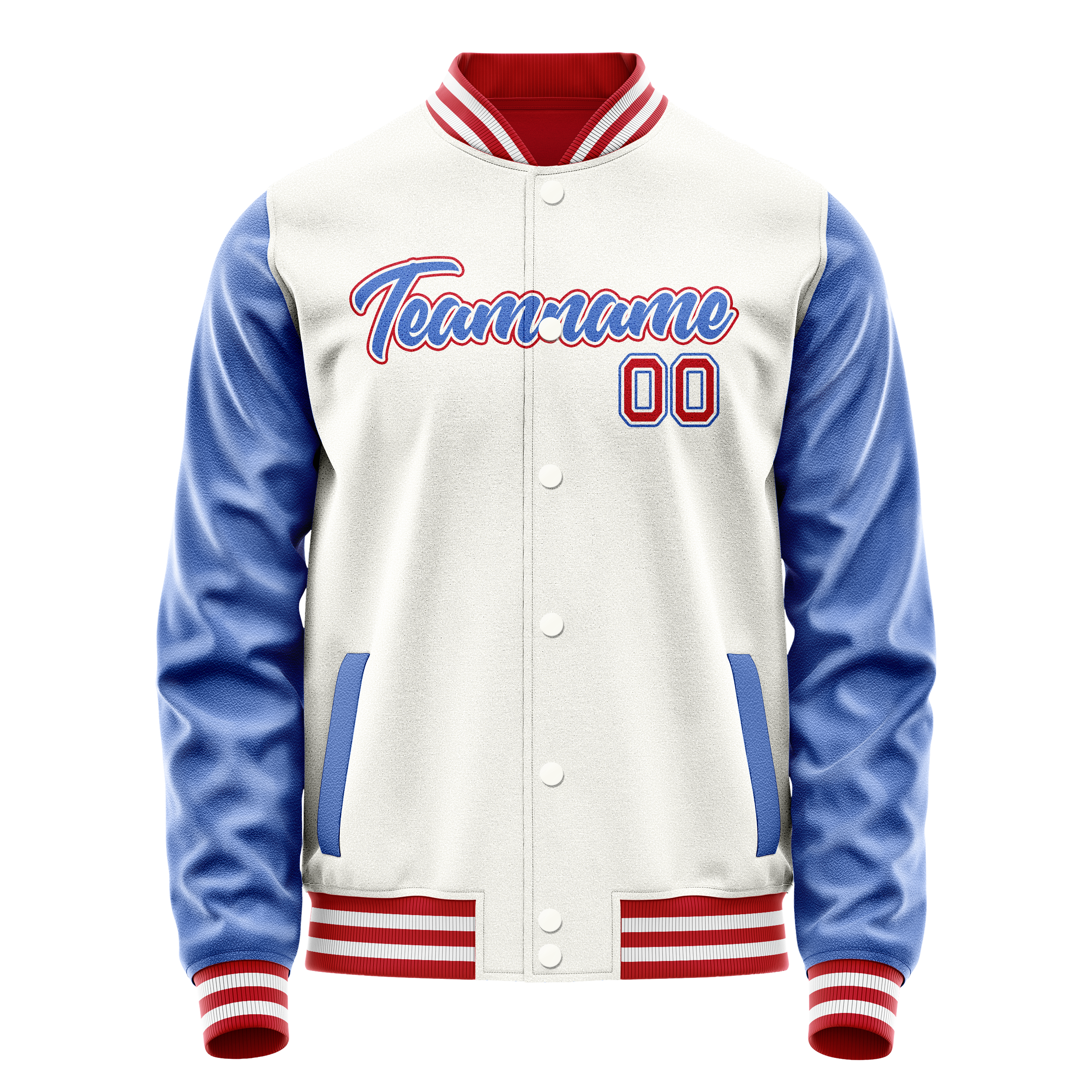 Custom White Royal Solid Color Varsity Letterman Jacket JA02240617LH449