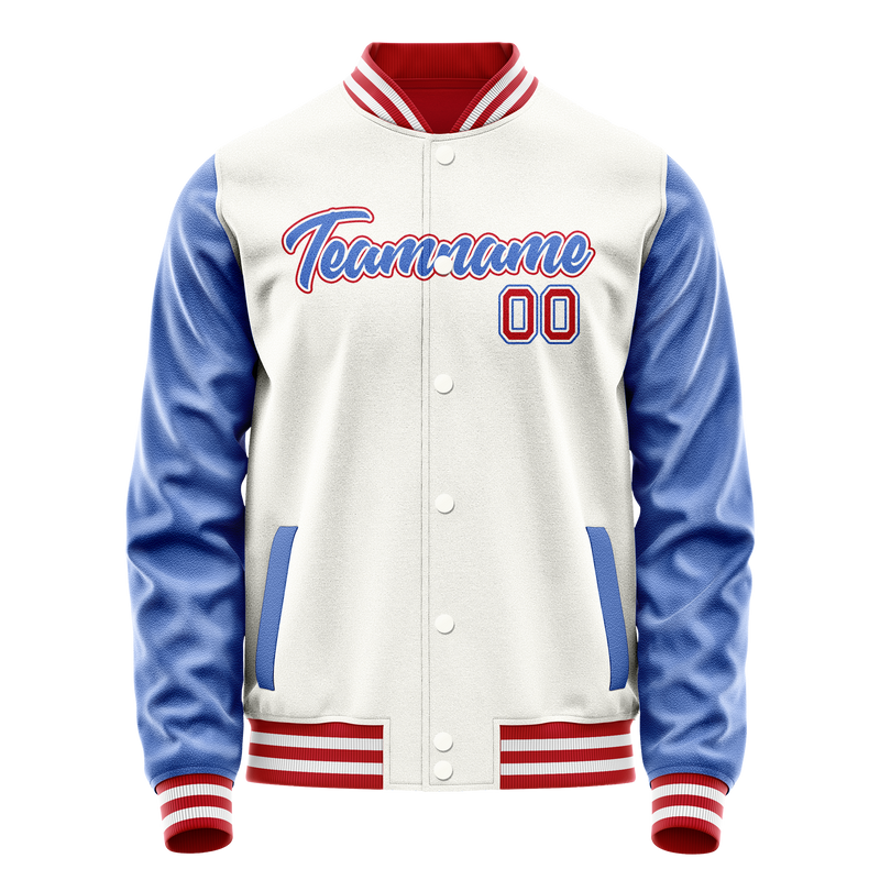 Custom White Royal Solid Color Varsity Letterman Jacket JA02240617LH449