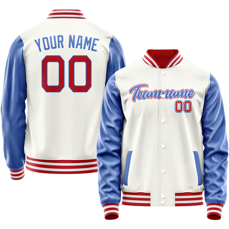 Custom White Royal Solid Color Varsity Letterman Jacket JA02240617LH449