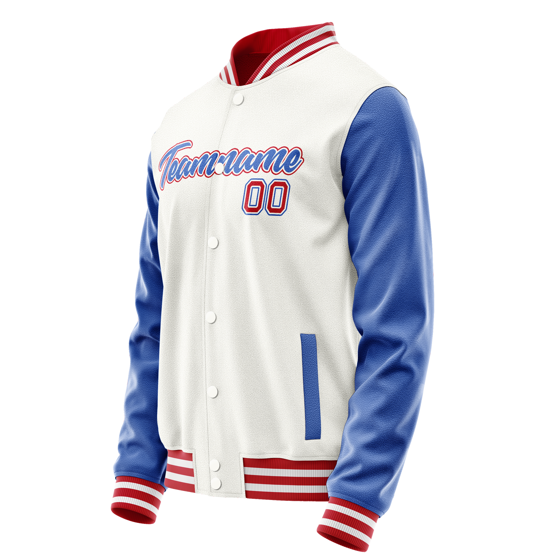 Custom White Royal Solid Color Varsity Letterman Jacket JA02240617LH449