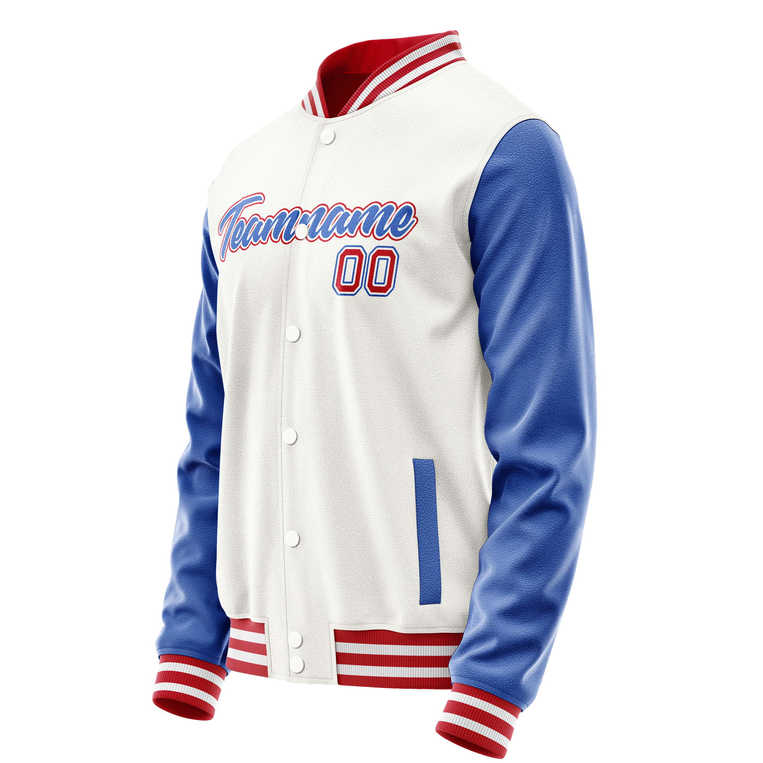 Custom White Royal Solid Color Varsity Letterman Jacket JA02240617LH449