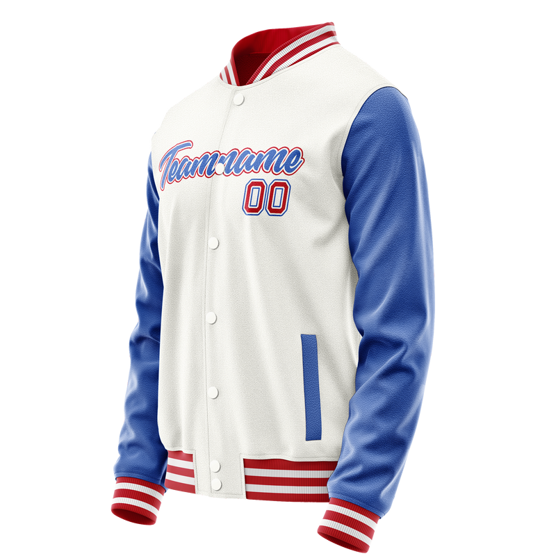 Custom White Royal Solid Color Varsity Letterman Jacket JA02240617LH449