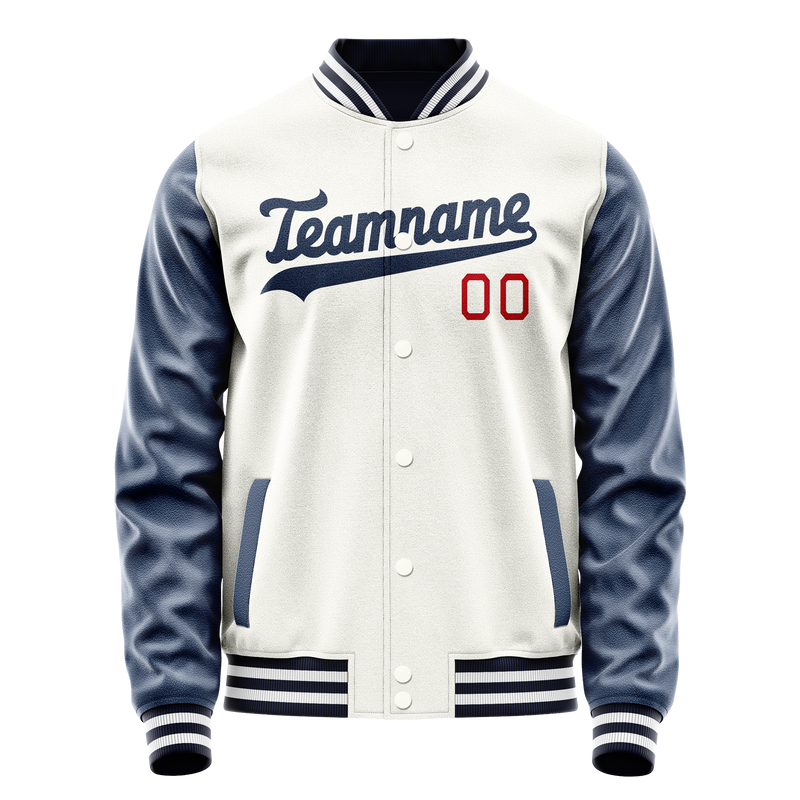 Custom White Royal Solid Color Varsity Letterman Jacket JA02240617LH452