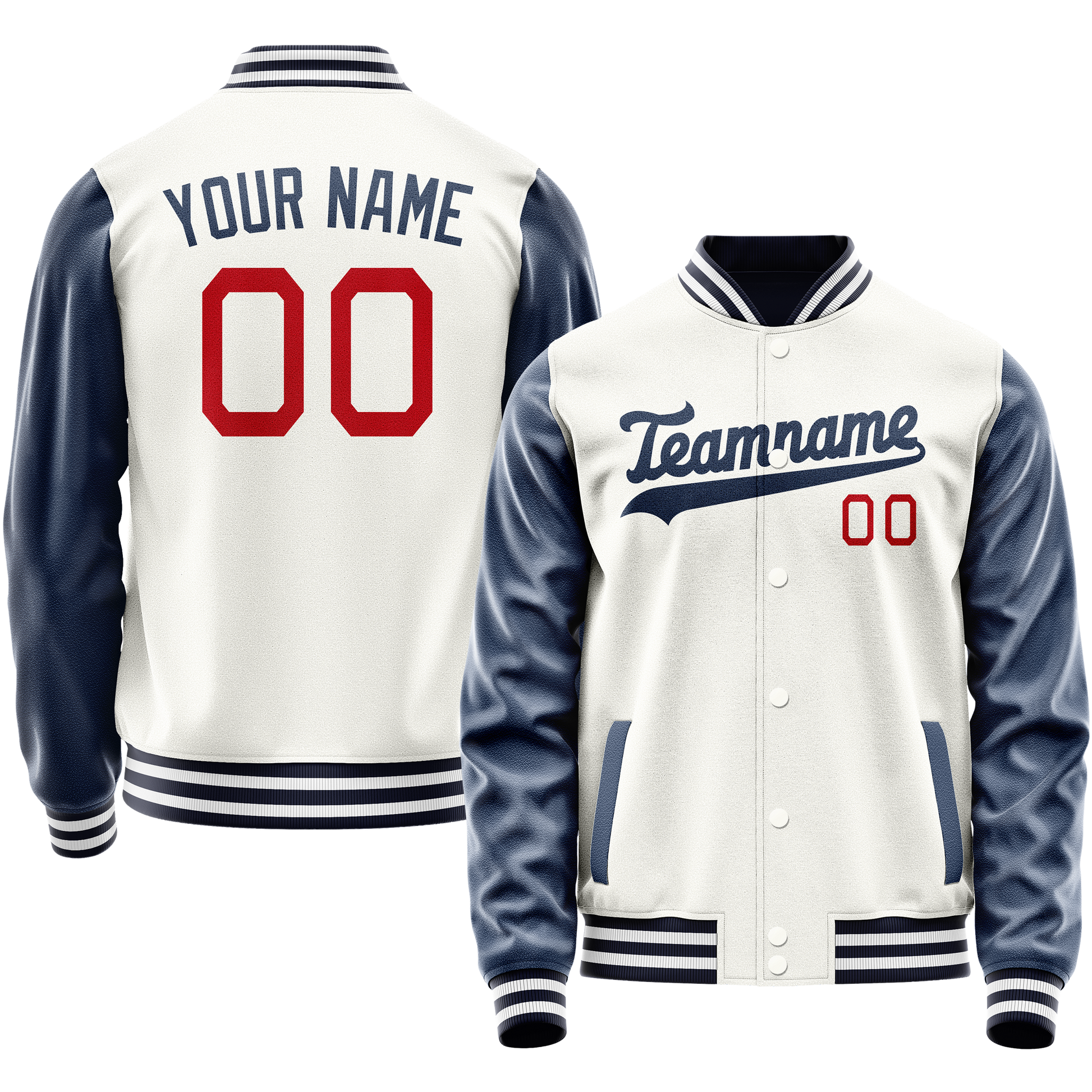 Custom White Royal Solid Color Varsity Letterman Jacket JA02240617LH452