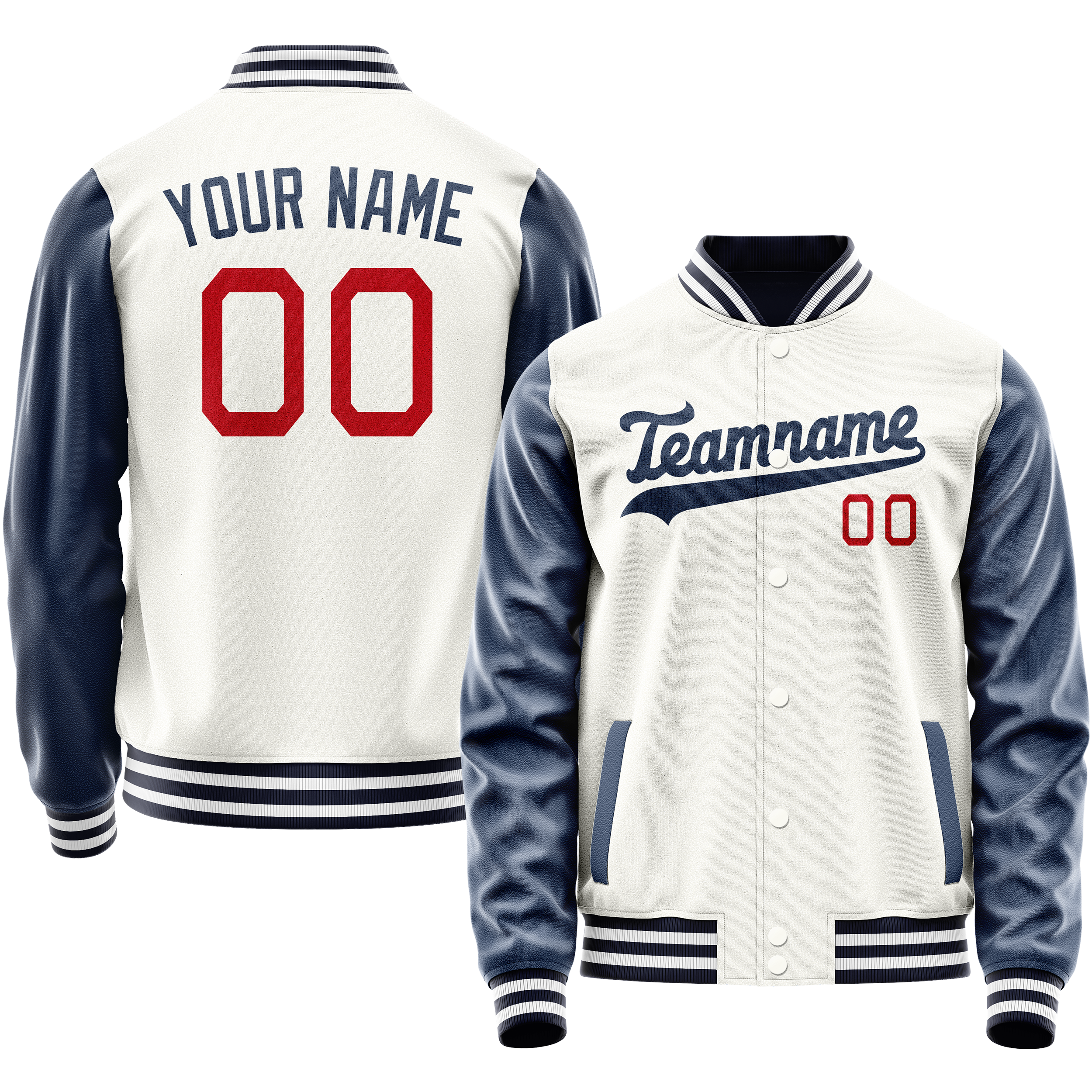 Custom White Royal Solid Color Varsity Letterman Jacket JA02240617LH452