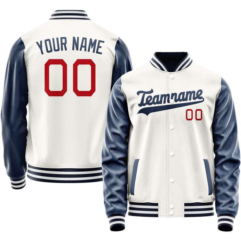 Custom White Royal Solid Color Varsity Letterman Jacket JA02240617LH452