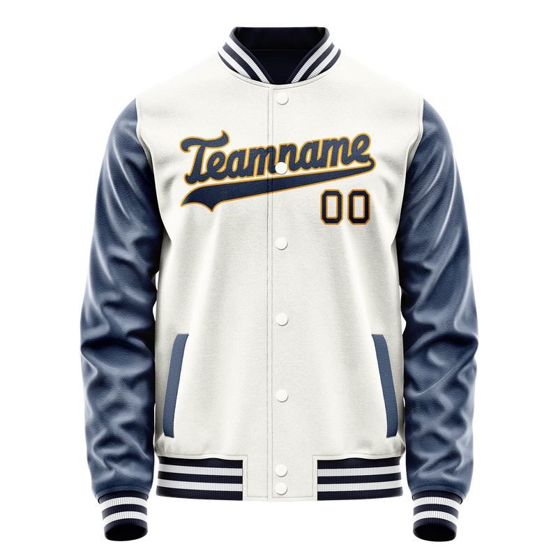 Custom White Royal Solid Color Varsity Letterman Jacket JA02240617LH451