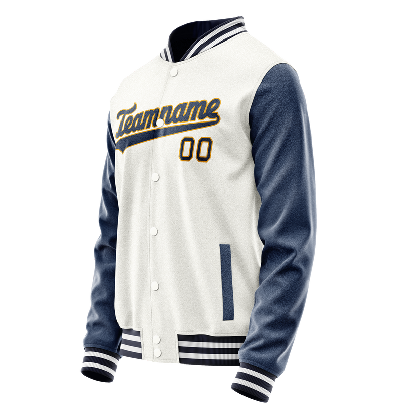 Custom White Royal Solid Color Varsity Letterman Jacket JA02240617LH451