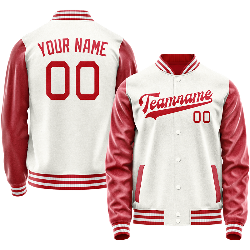 Custom White Texas-Orange Solid Color Varsity Letterman Jacket JA02240617LH470