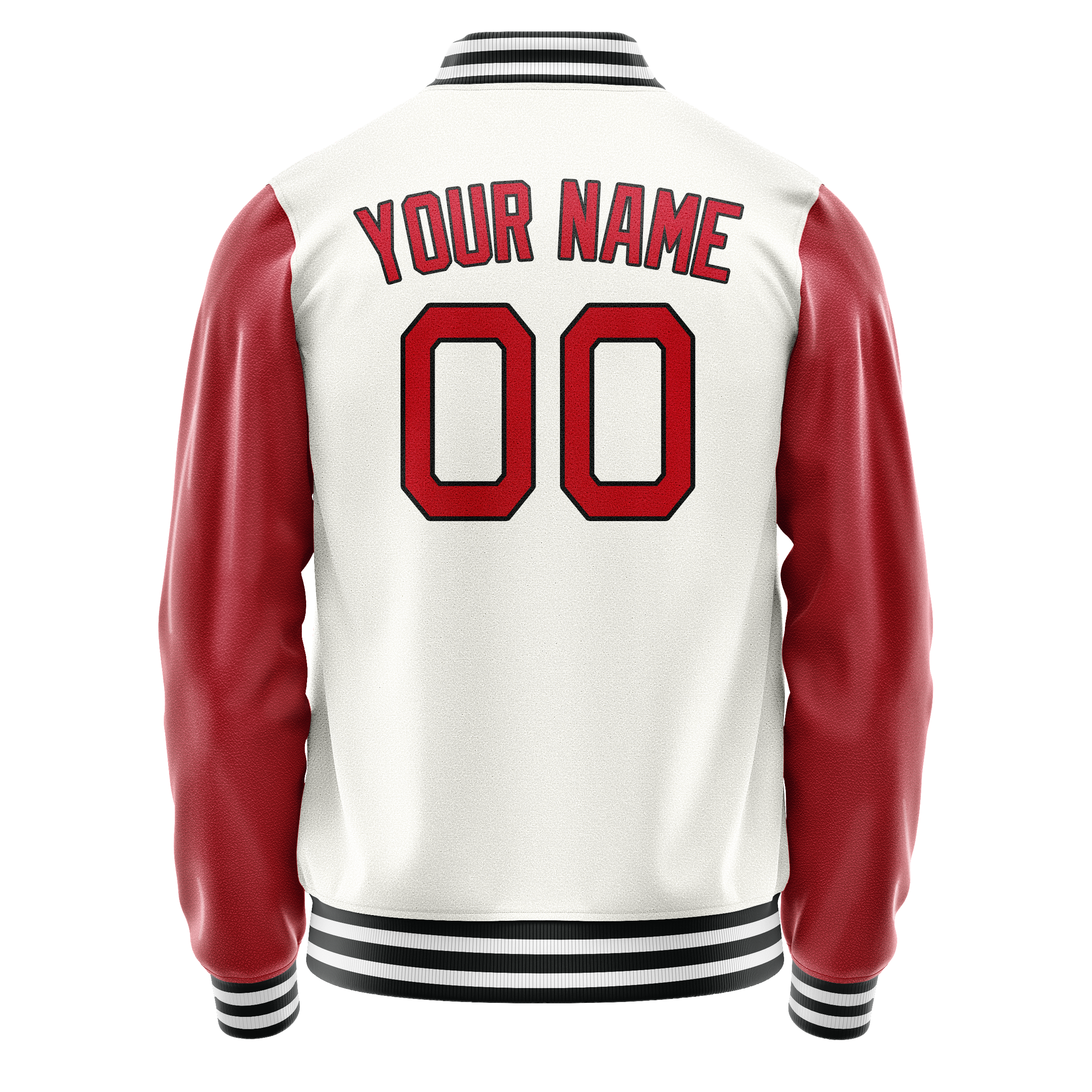Custom White Red Solid Color Varsity Letterman Jacket JA02240617LH447
