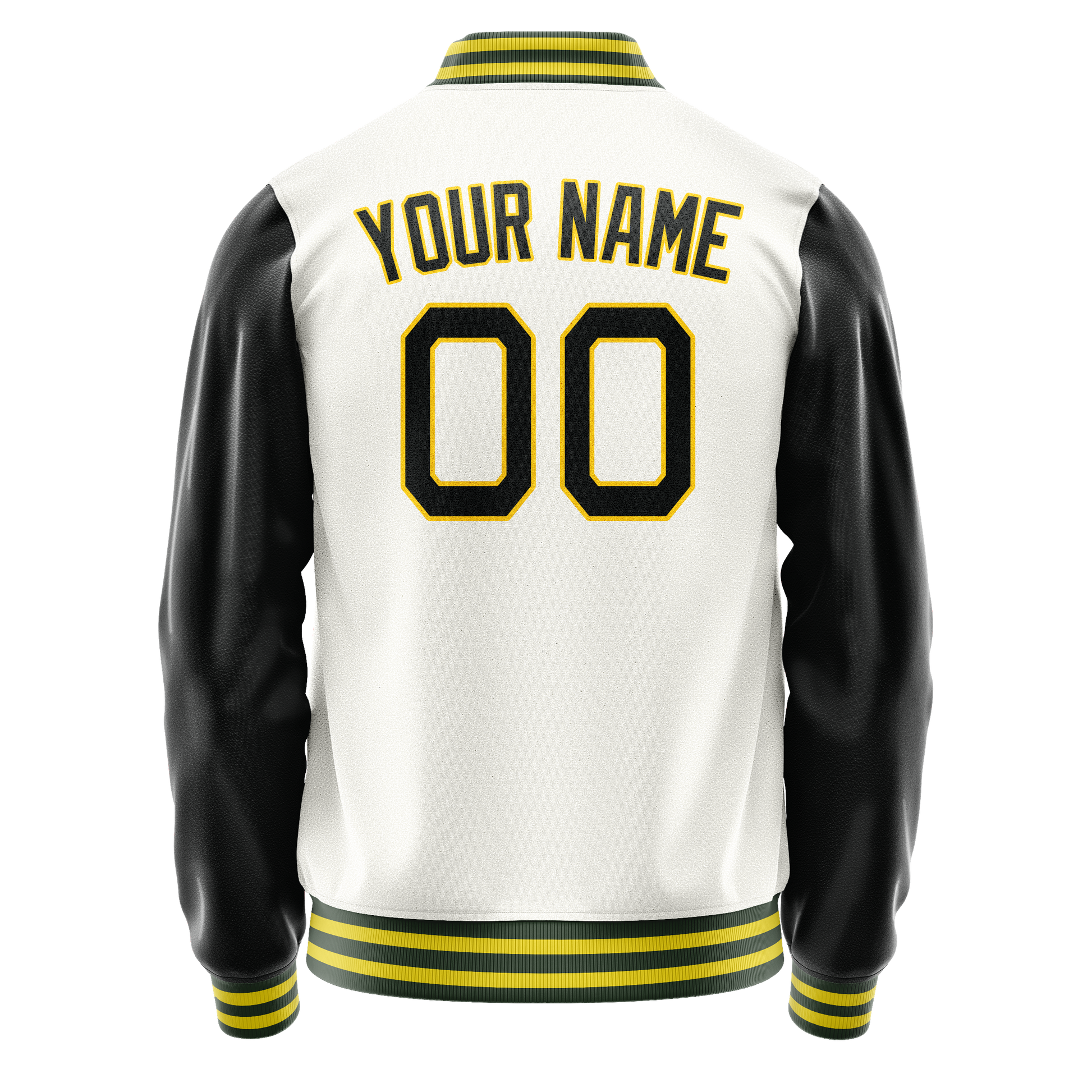 Custom White Black Solid Color Varsity Letterman Jacket JA02240617LH448