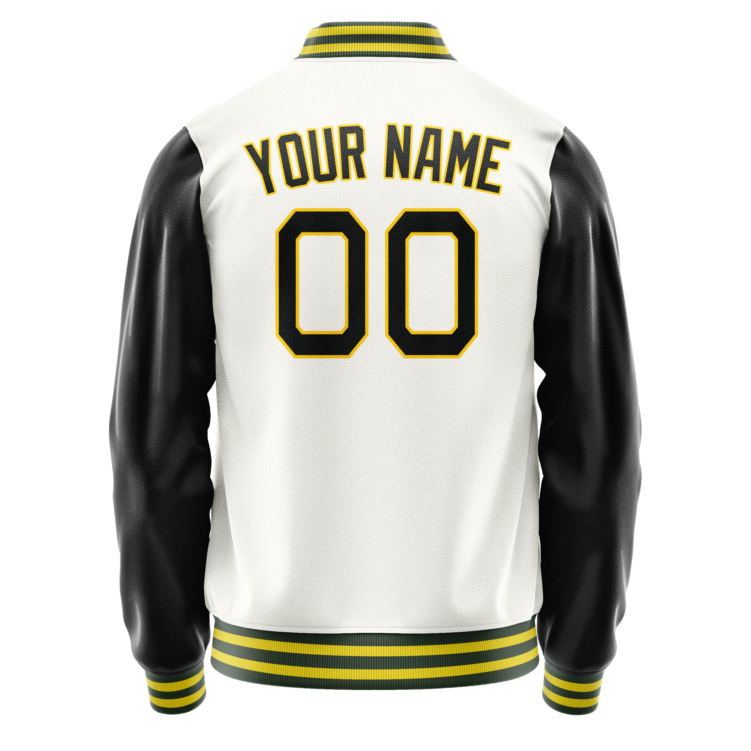 Custom White Black Solid Color Varsity Letterman Jacket JA02240617LH448