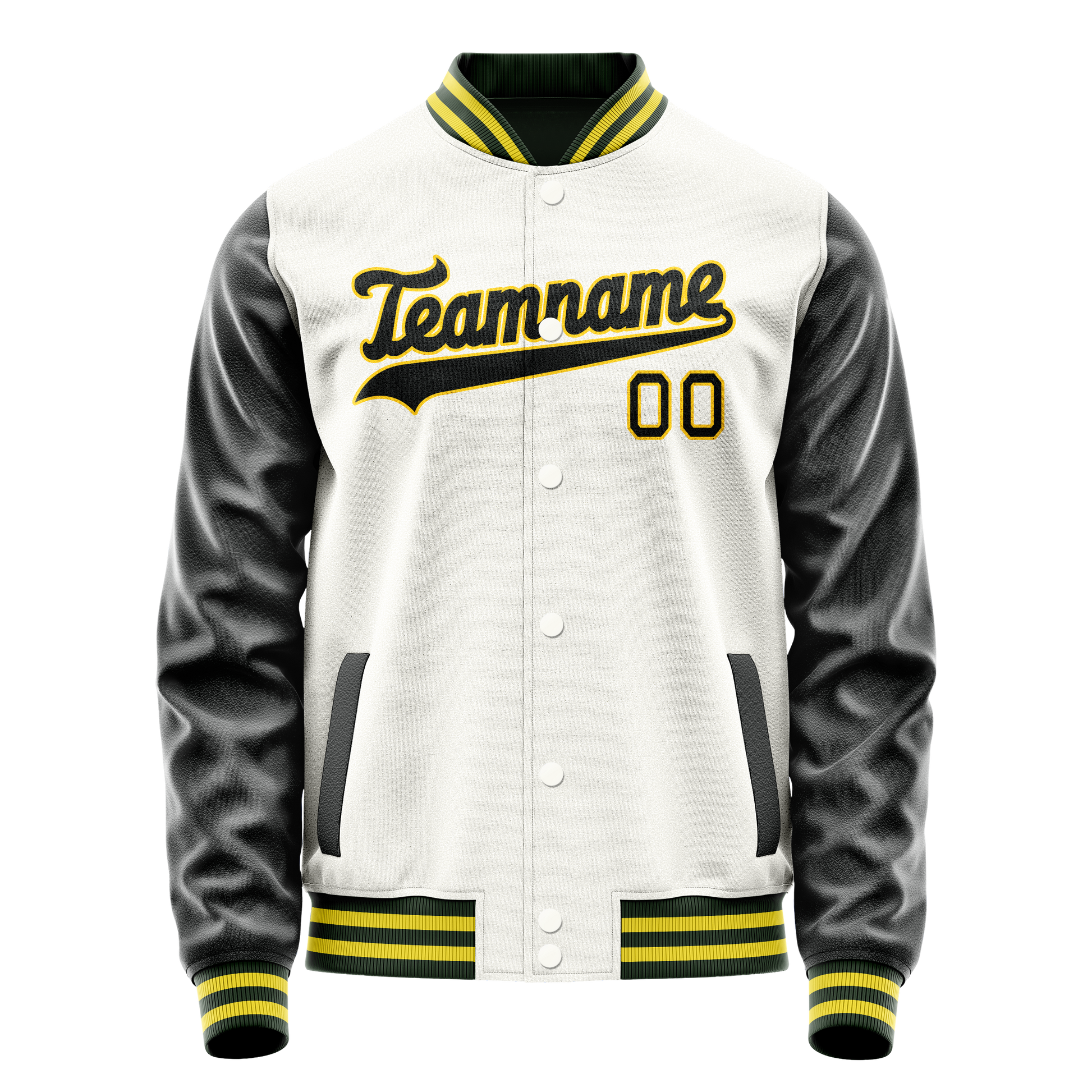 Custom White Black Solid Color Varsity Letterman Jacket JA02240617LH448