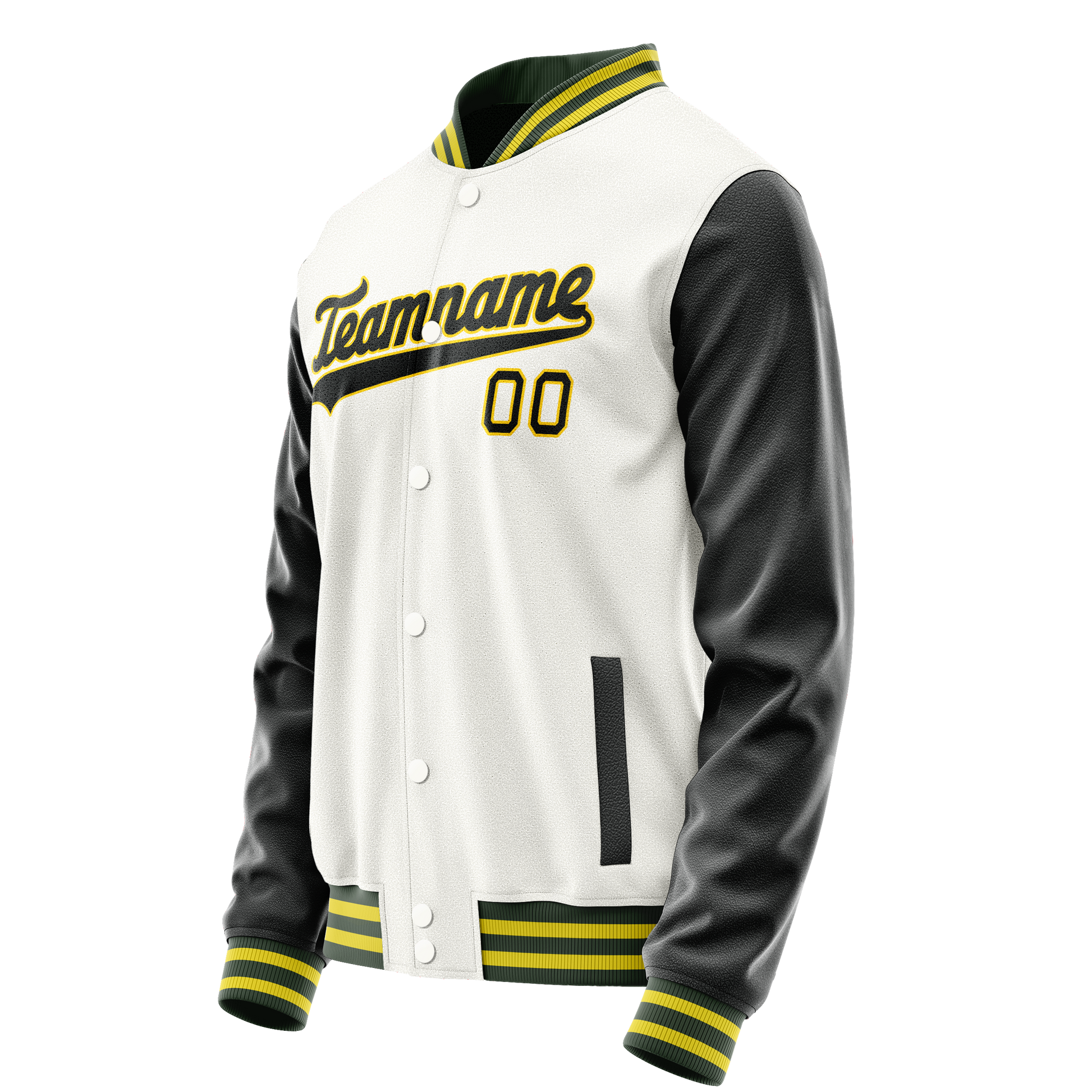 Custom White Black Solid Color Varsity Letterman Jacket JA02240617LH448