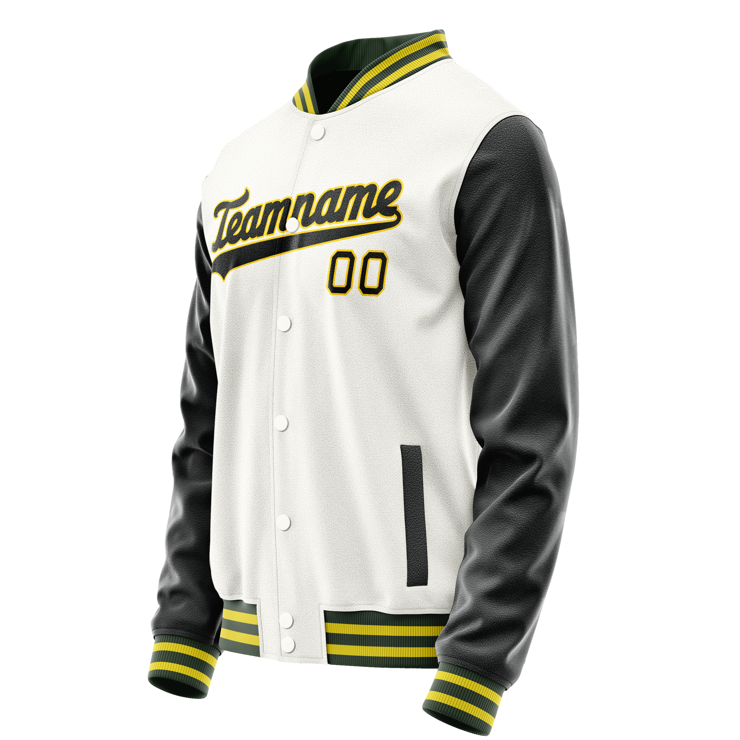 Custom White Black Solid Color Varsity Letterman Jacket JA02240617LH448