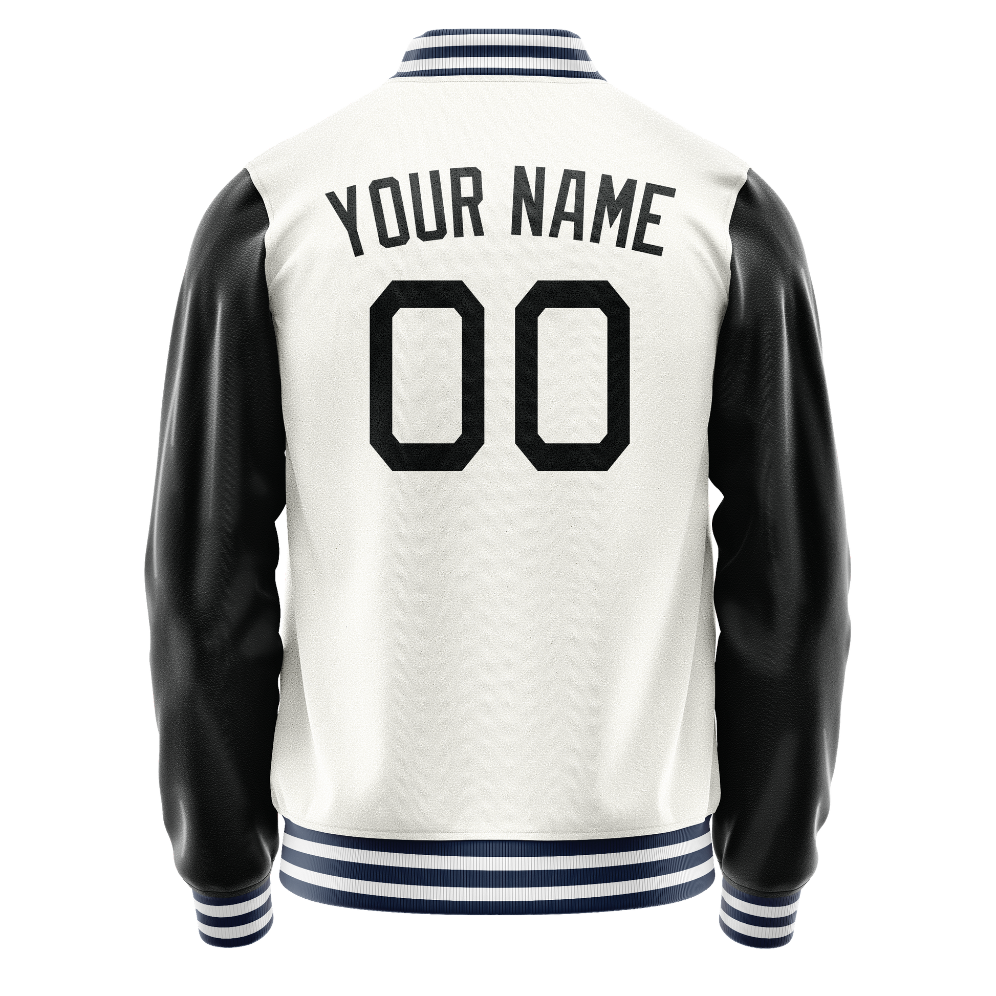 Custom White Black Solid Color Varsity Letterman Jacket JA02240617LH465