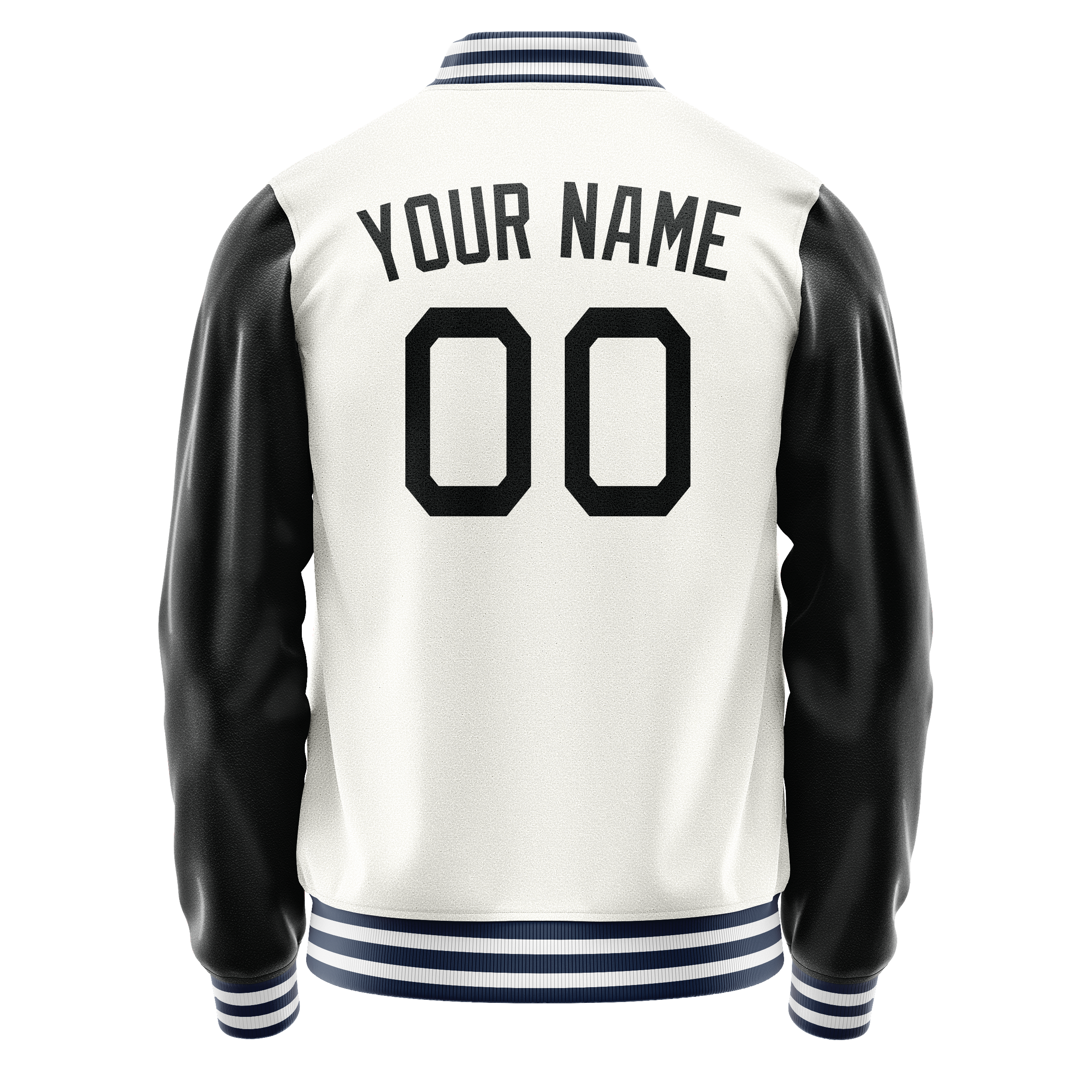 Custom White Black Solid Color Varsity Letterman Jacket JA02240617LH465