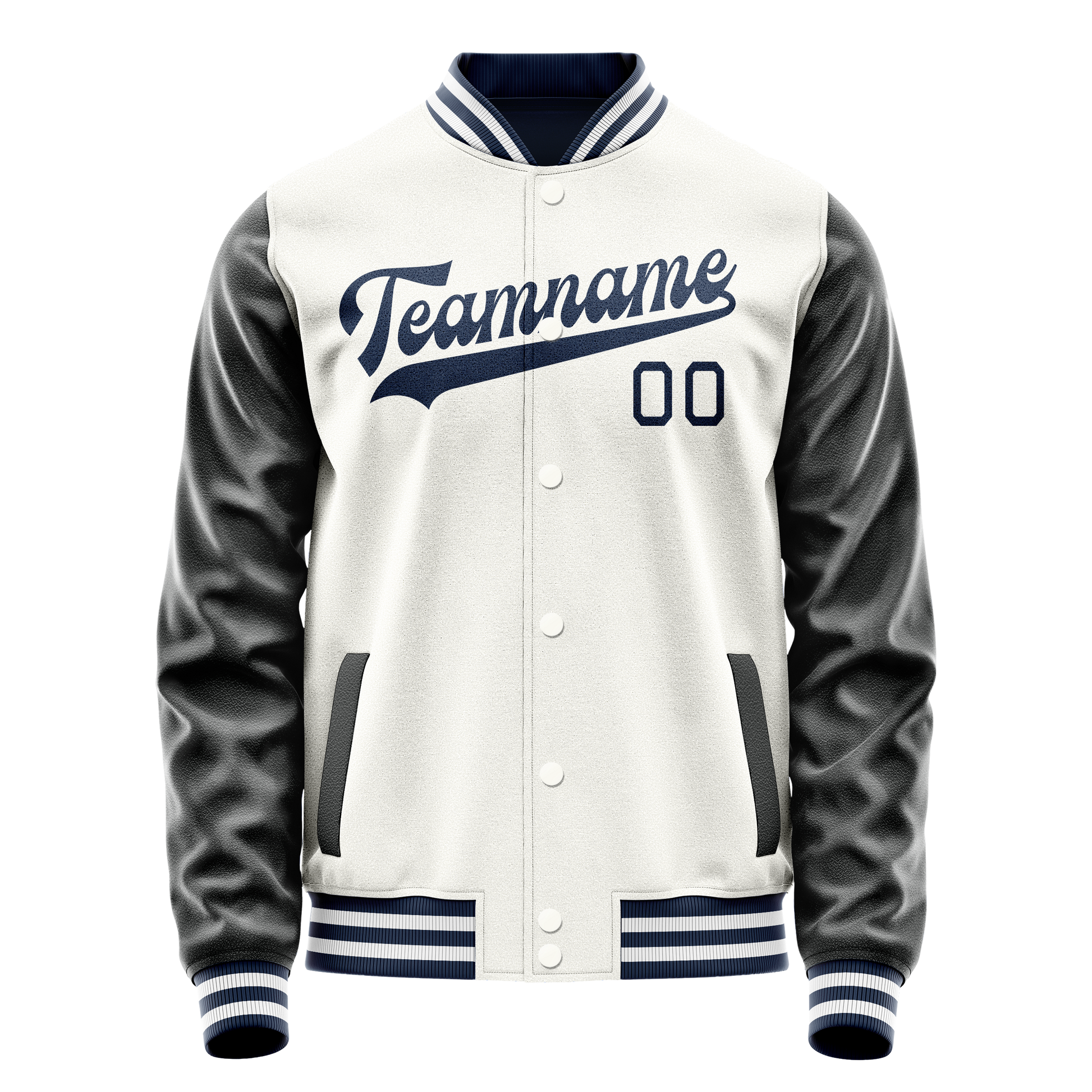 Custom White Black Solid Color Varsity Letterman Jacket JA02240617LH465