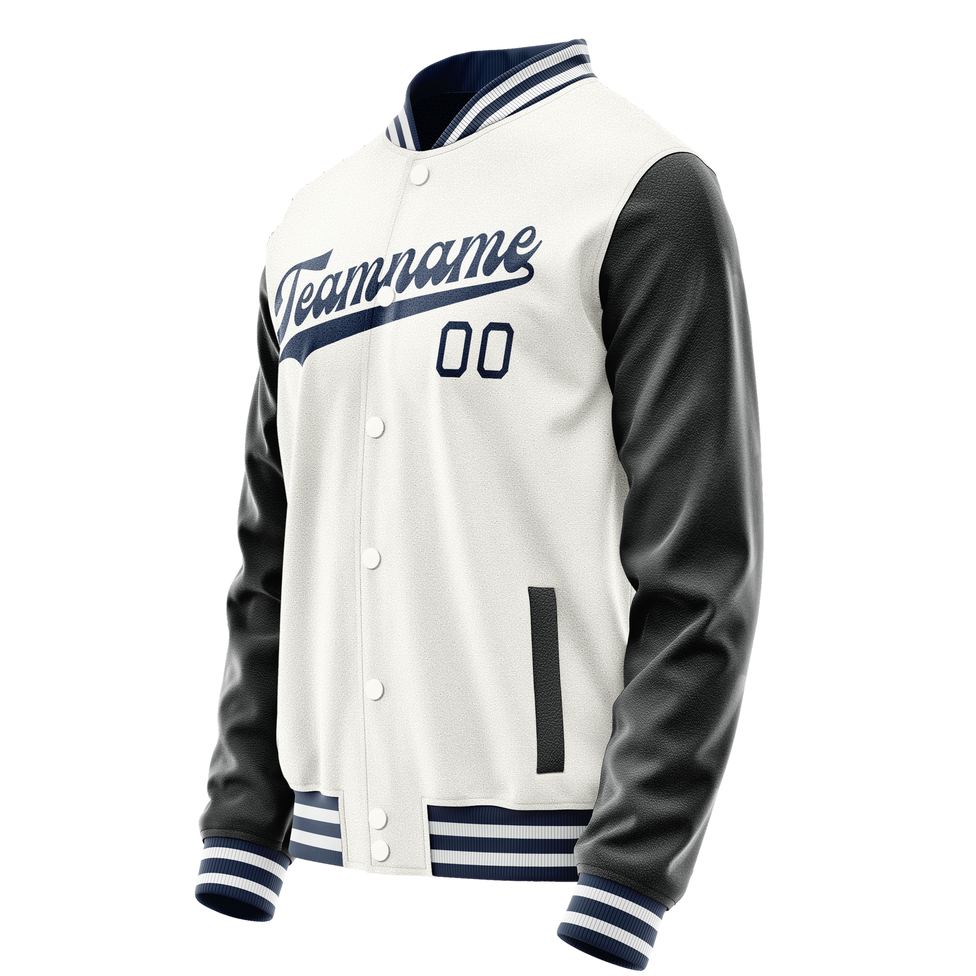 Custom White Black Solid Color Varsity Letterman Jacket JA02240617LH465