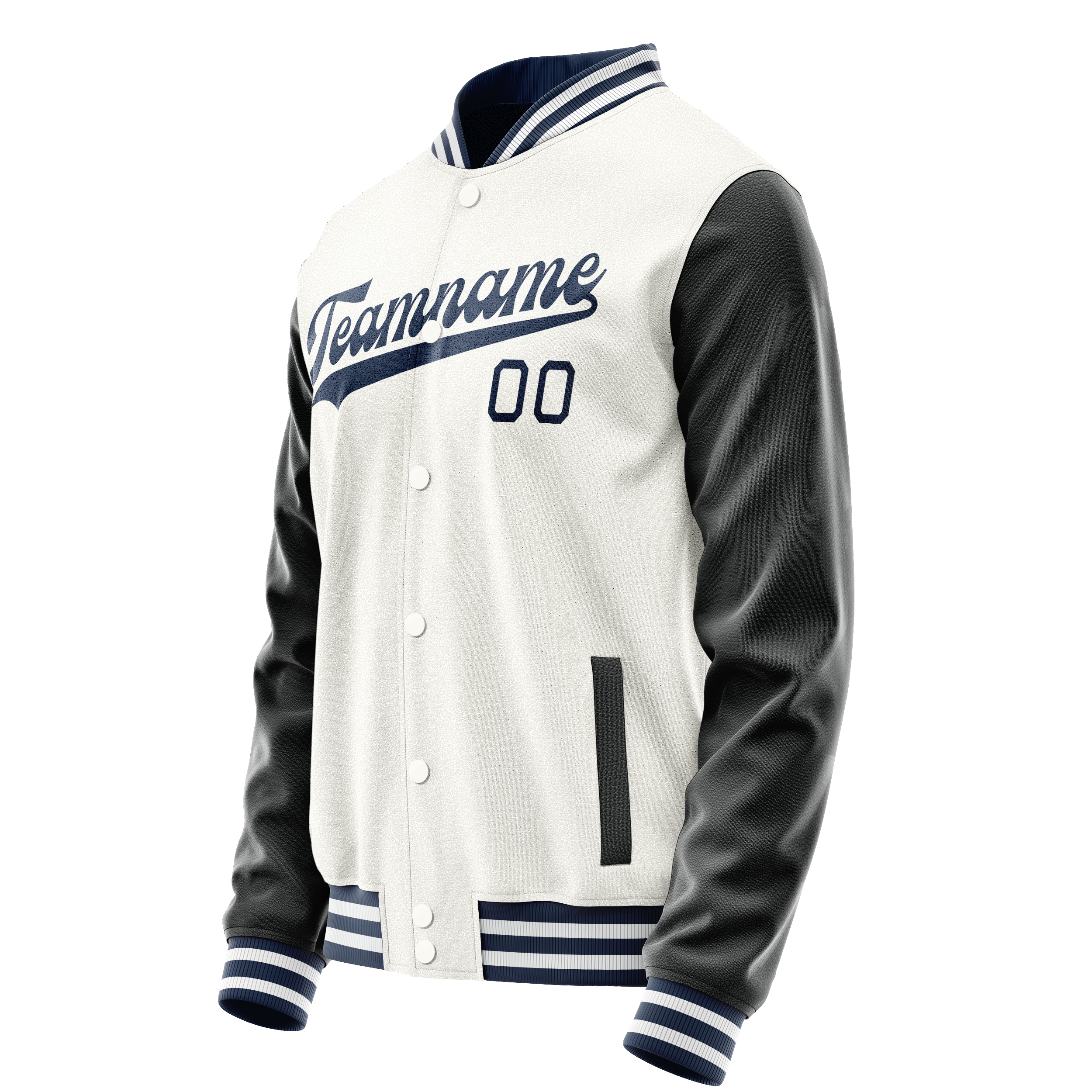 Custom White Black Solid Color Varsity Letterman Jacket JA02240617LH465