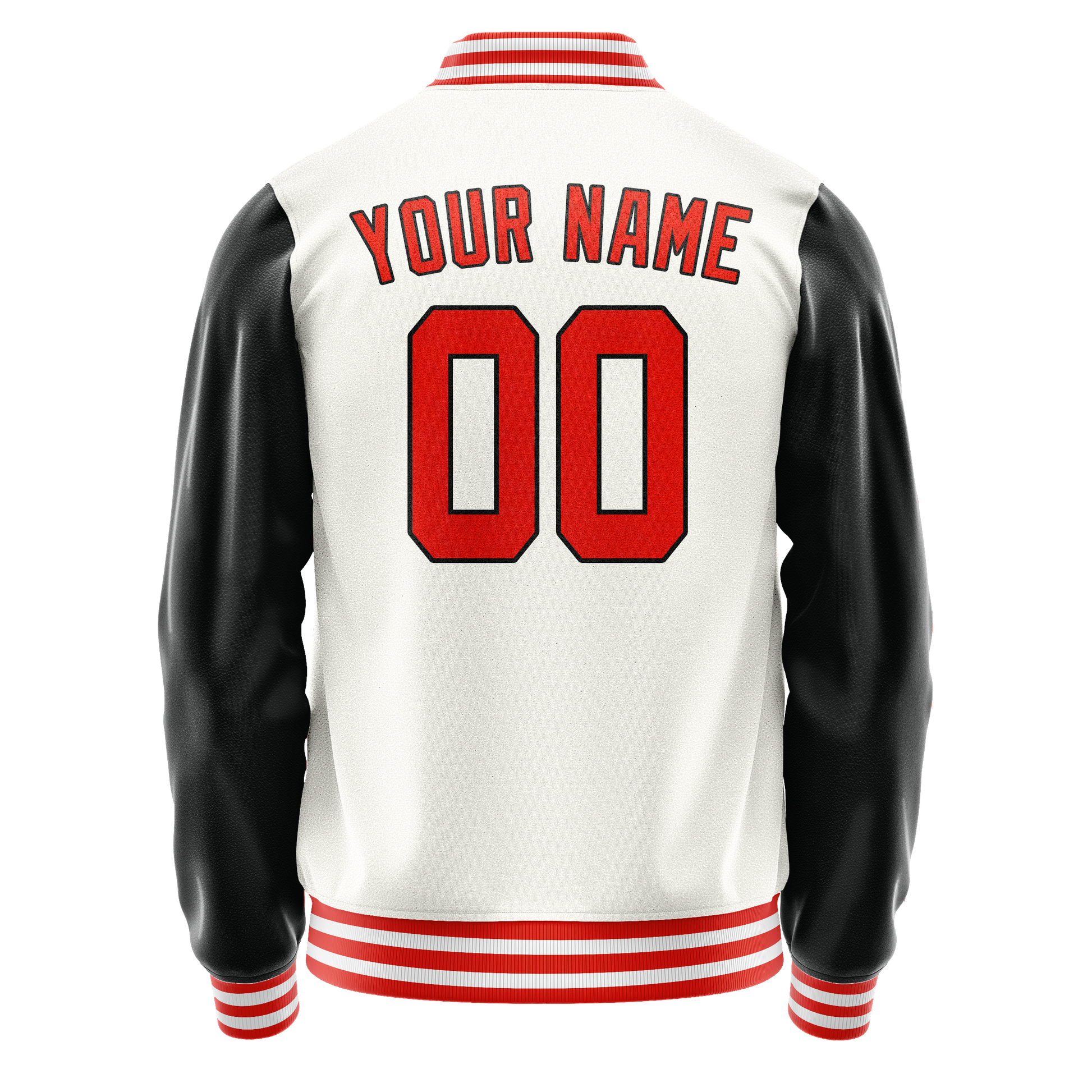 Custom White Black Solid Color Varsity Letterman Jacket JA02240617LH460