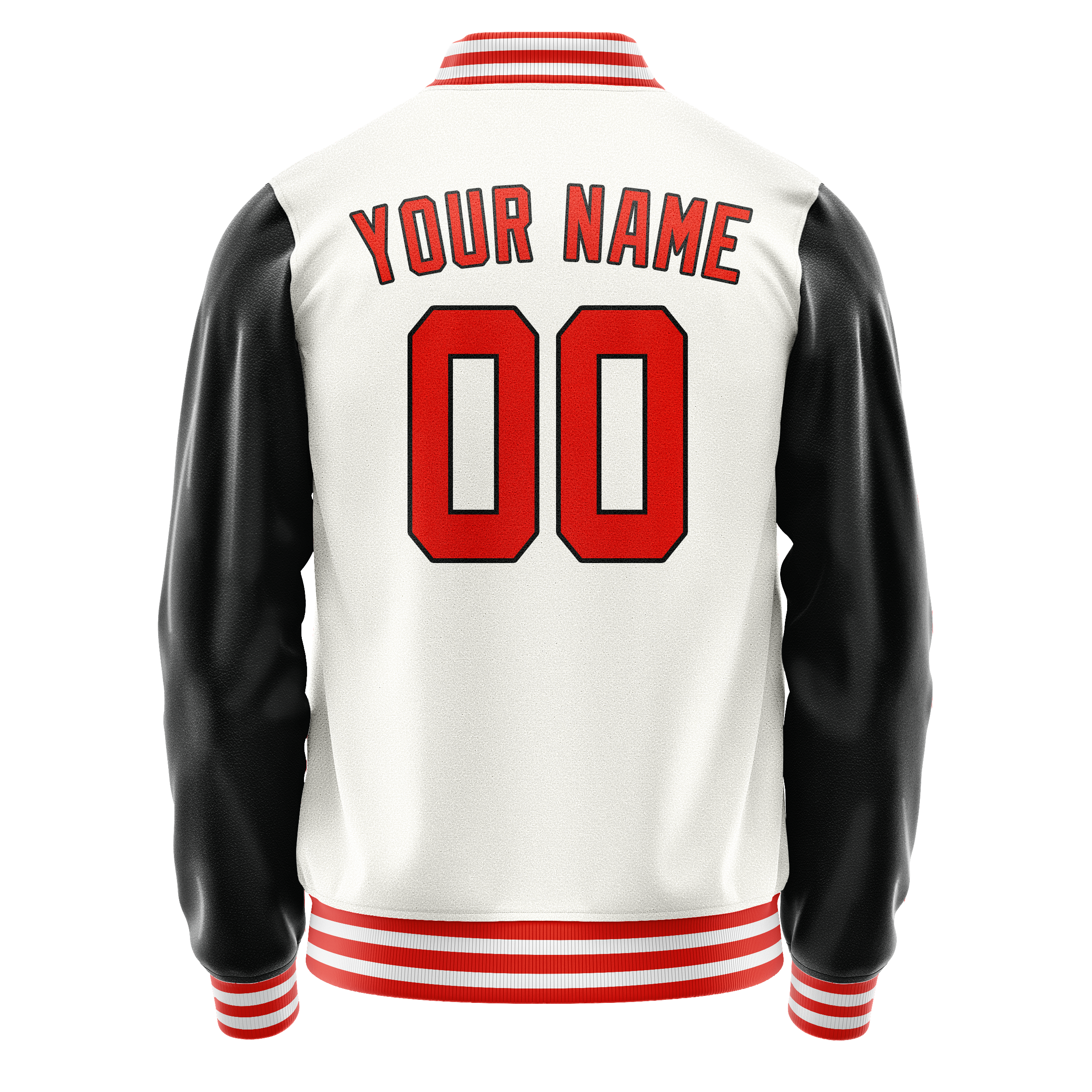 Custom White Black Solid Color Varsity Letterman Jacket JA02240617LH460