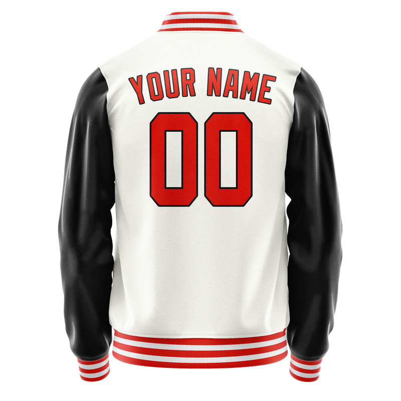Custom White Black Solid Color Varsity Letterman Jacket JA02240617LH460