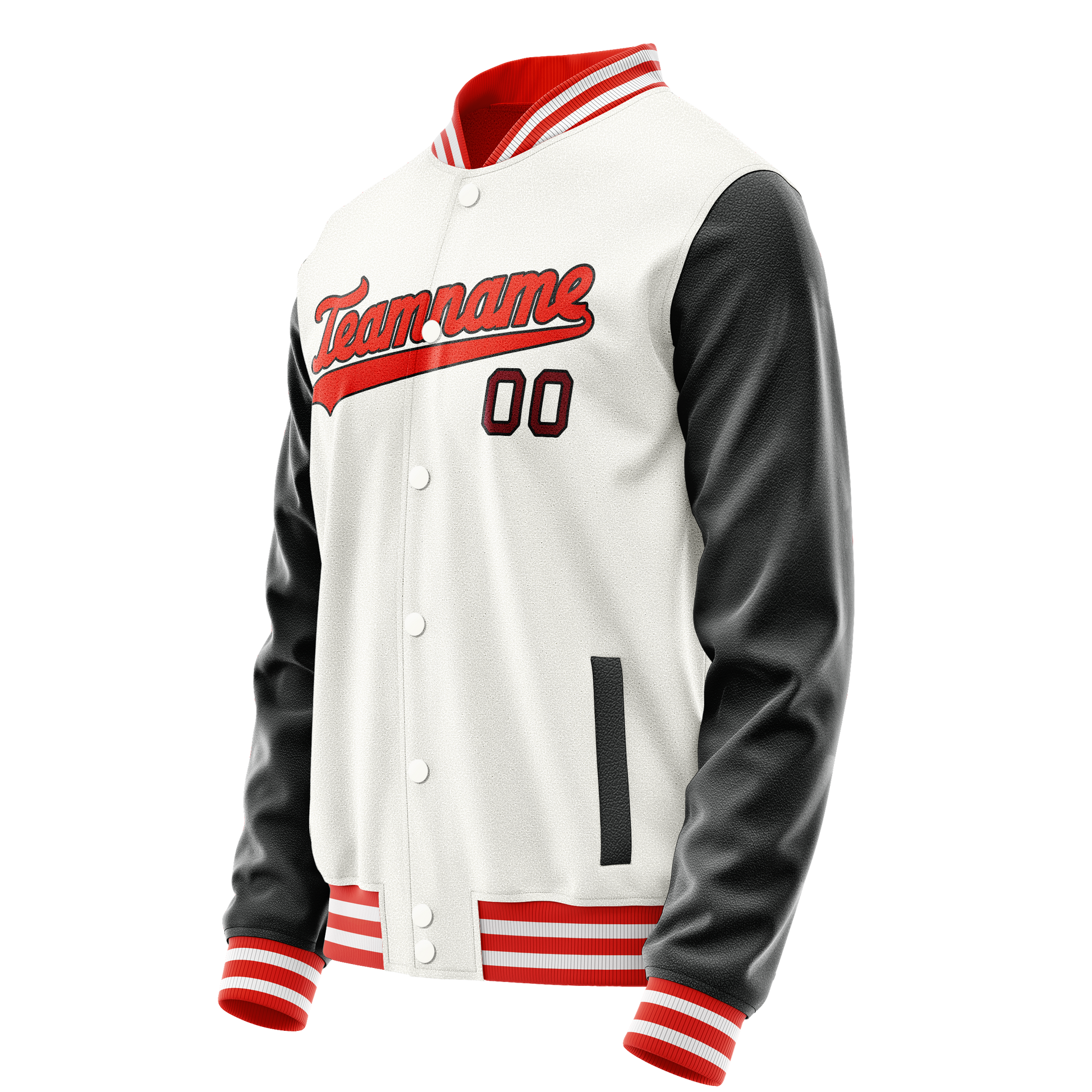 Custom White Black Solid Color Varsity Letterman Jacket JA02240617LH460