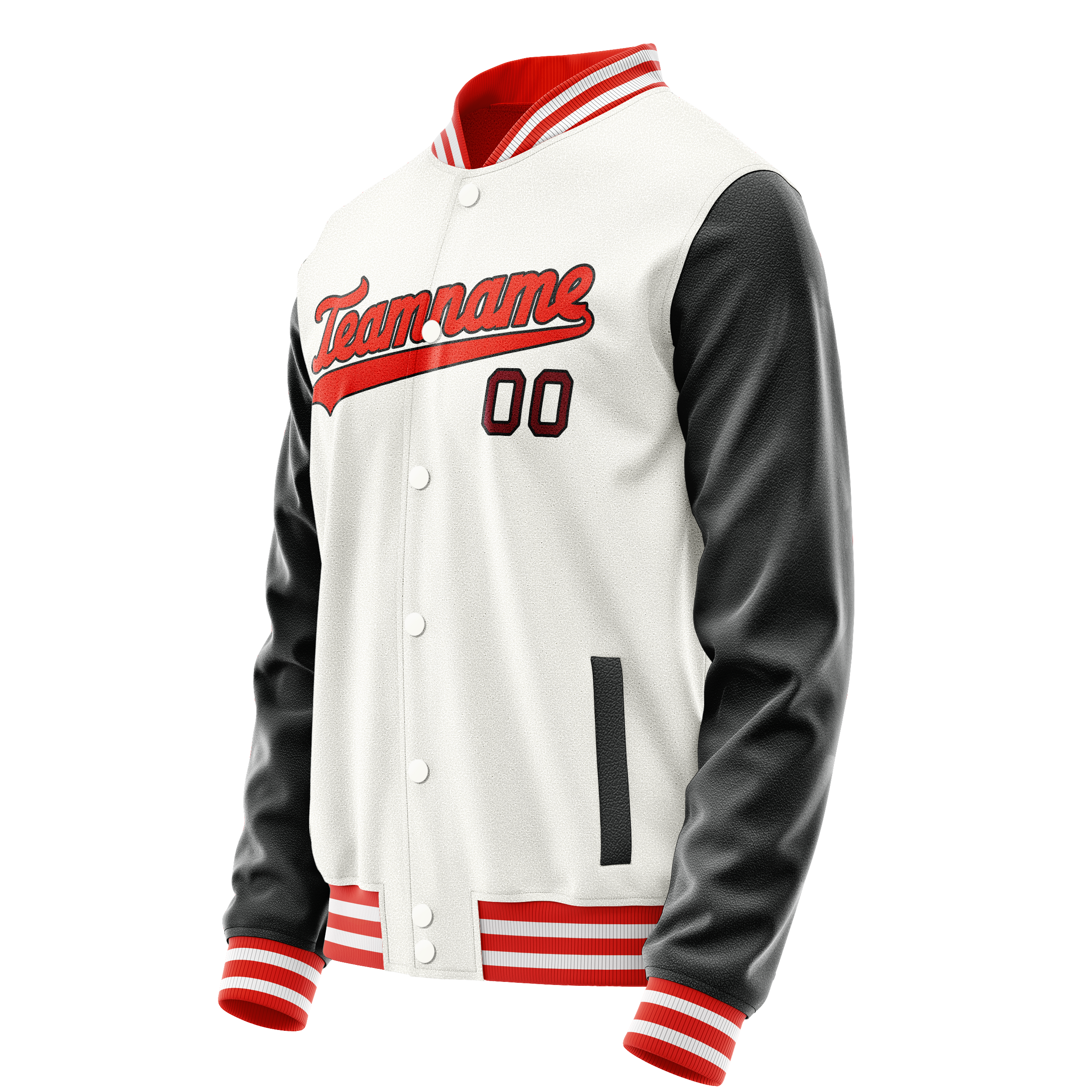 Custom White Black Solid Color Varsity Letterman Jacket JA02240617LH460