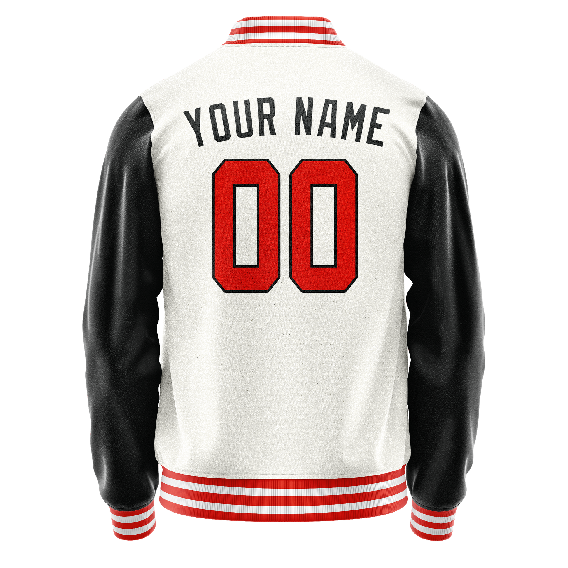 Custom White Black Solid Color Varsity Letterman Jacket JA02240617LH463