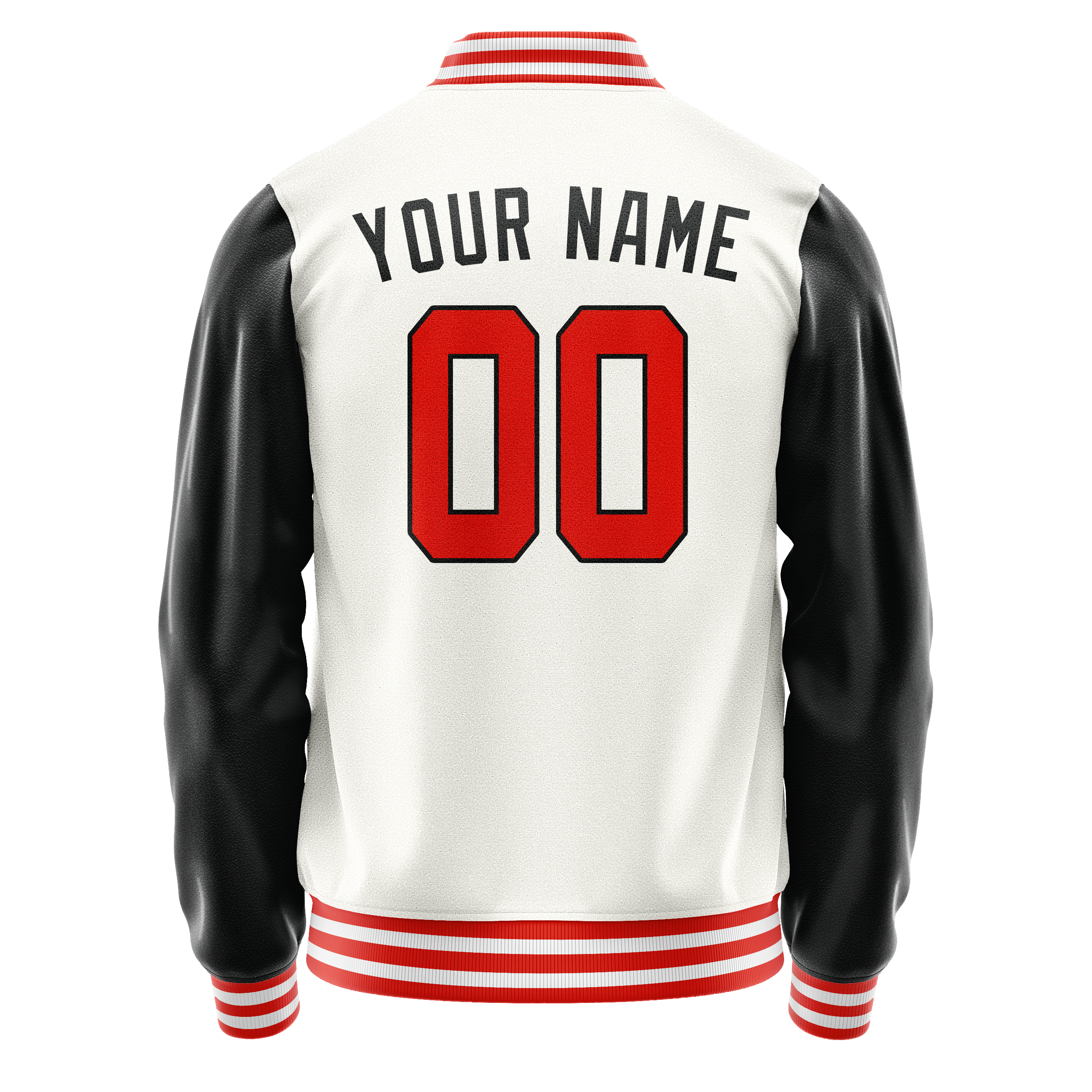 Custom White Black Solid Color Varsity Letterman Jacket JA02240617LH463