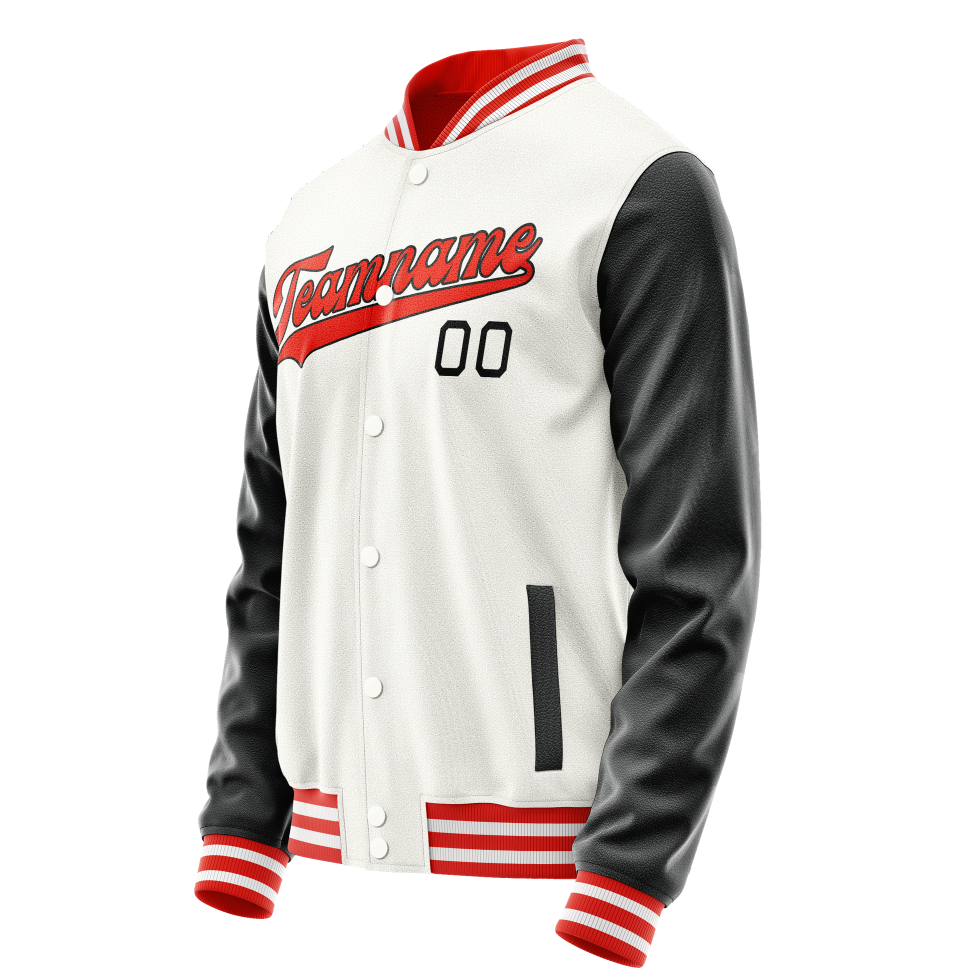 Custom White Black Solid Color Varsity Letterman Jacket JA02240617LH463