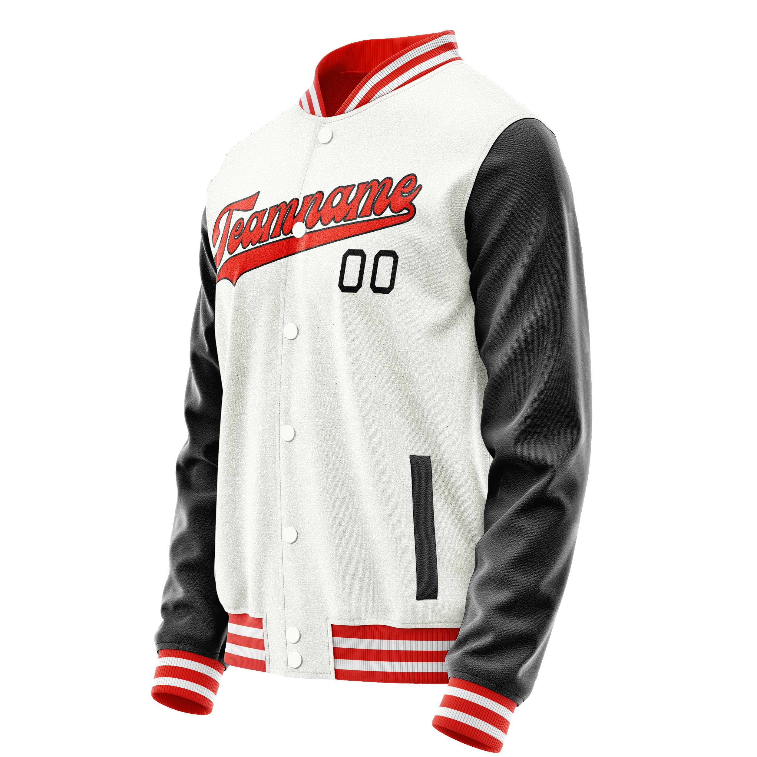 Custom White Black Solid Color Varsity Letterman Jacket JA02240617LH463