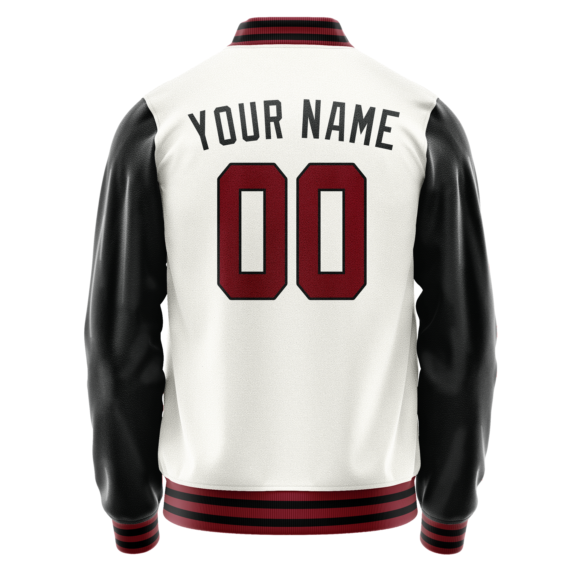 Custom White Black Solid Color Varsity Letterman Jacket JA02240617LH461