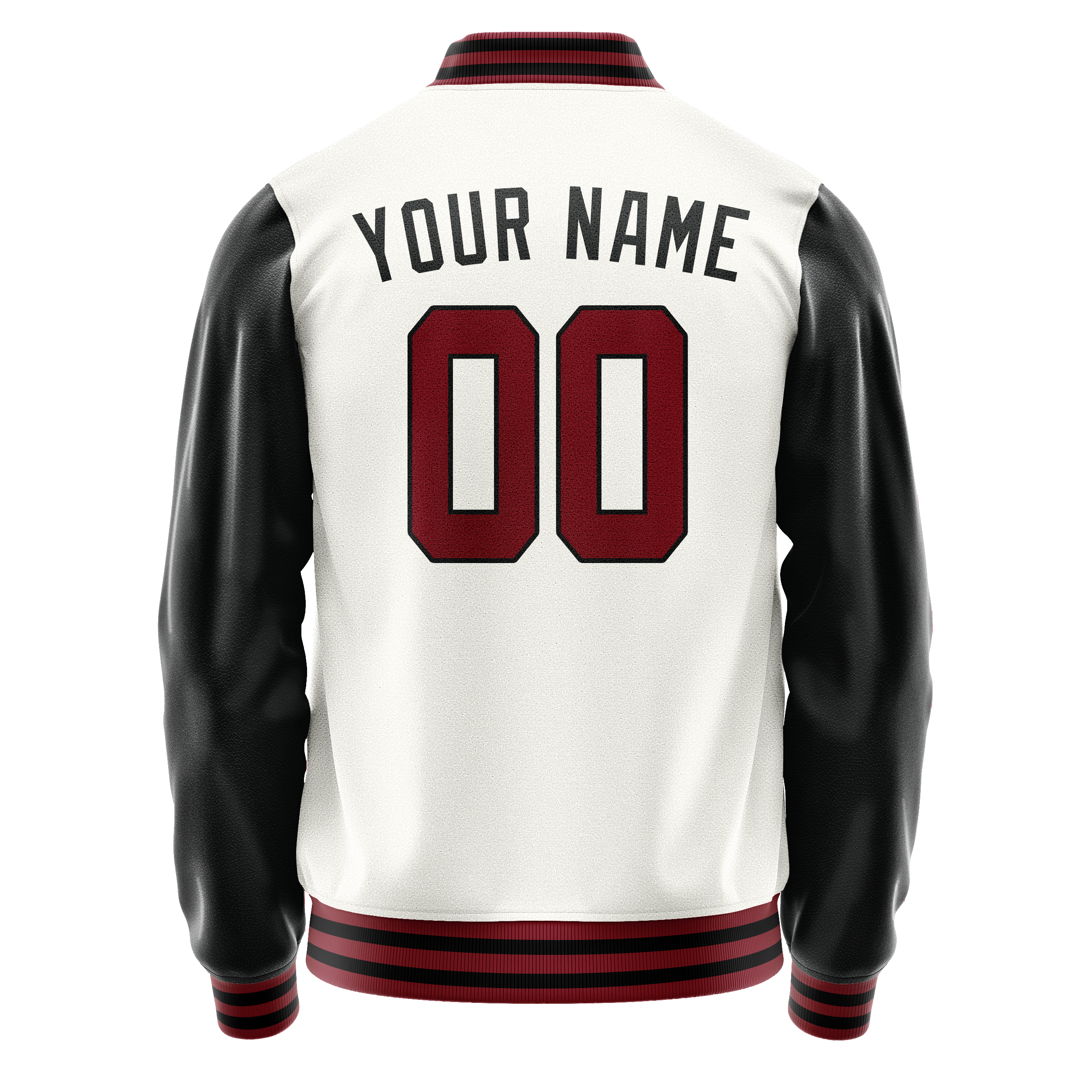 Custom White Black Solid Color Varsity Letterman Jacket JA02240617LH461