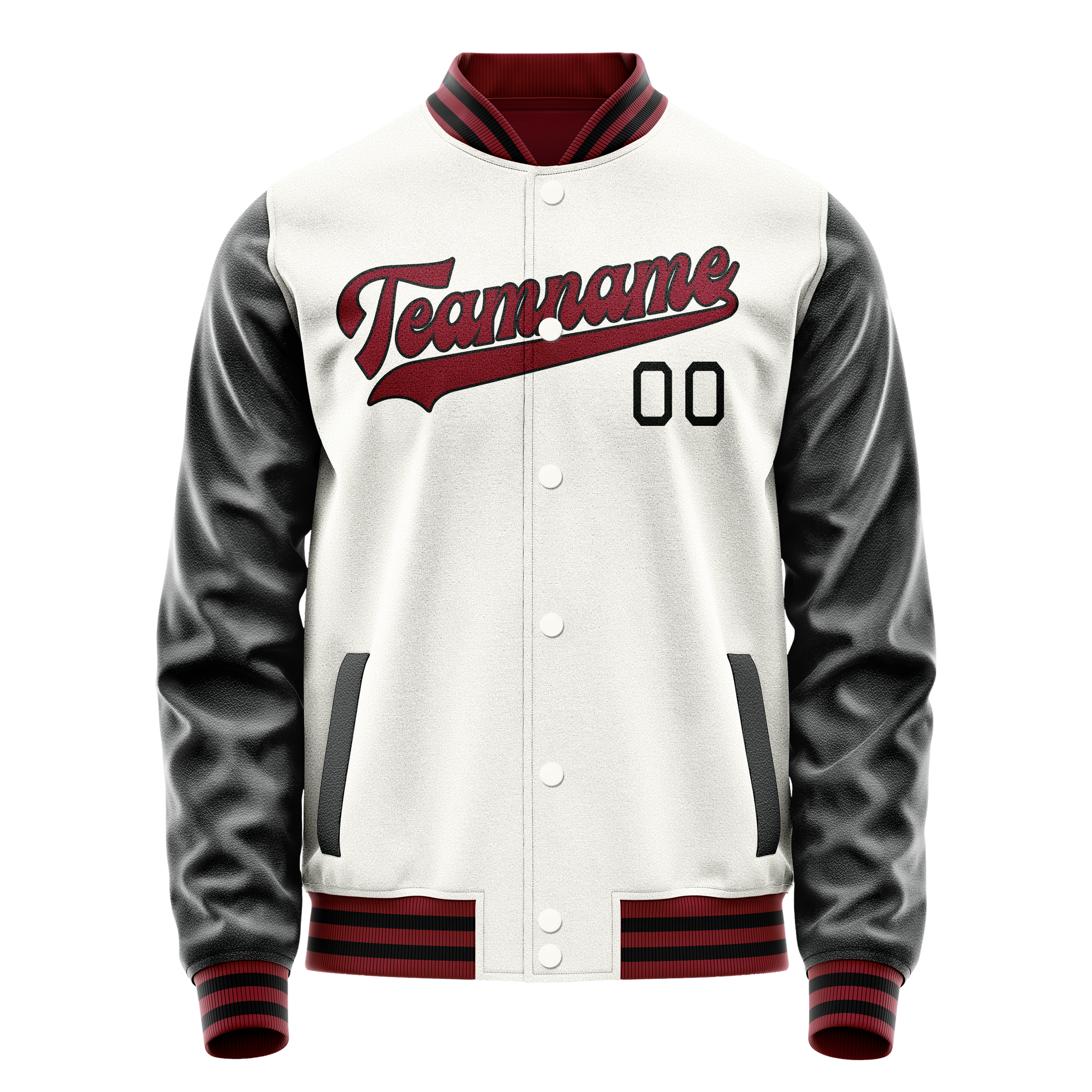 Custom White Black Solid Color Varsity Letterman Jacket JA02240617LH461
