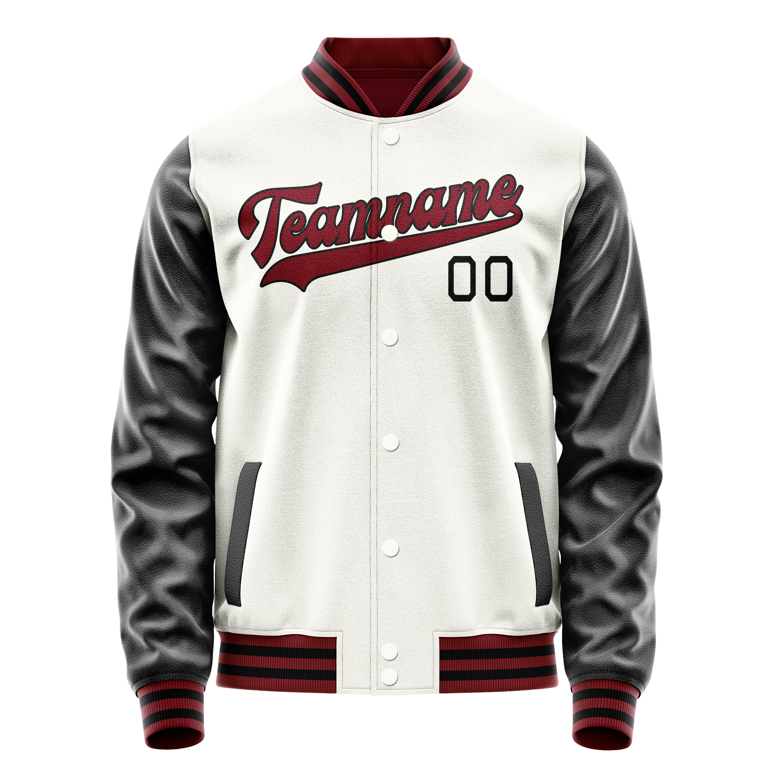 Custom White Black Solid Color Varsity Letterman Jacket JA02240617LH461