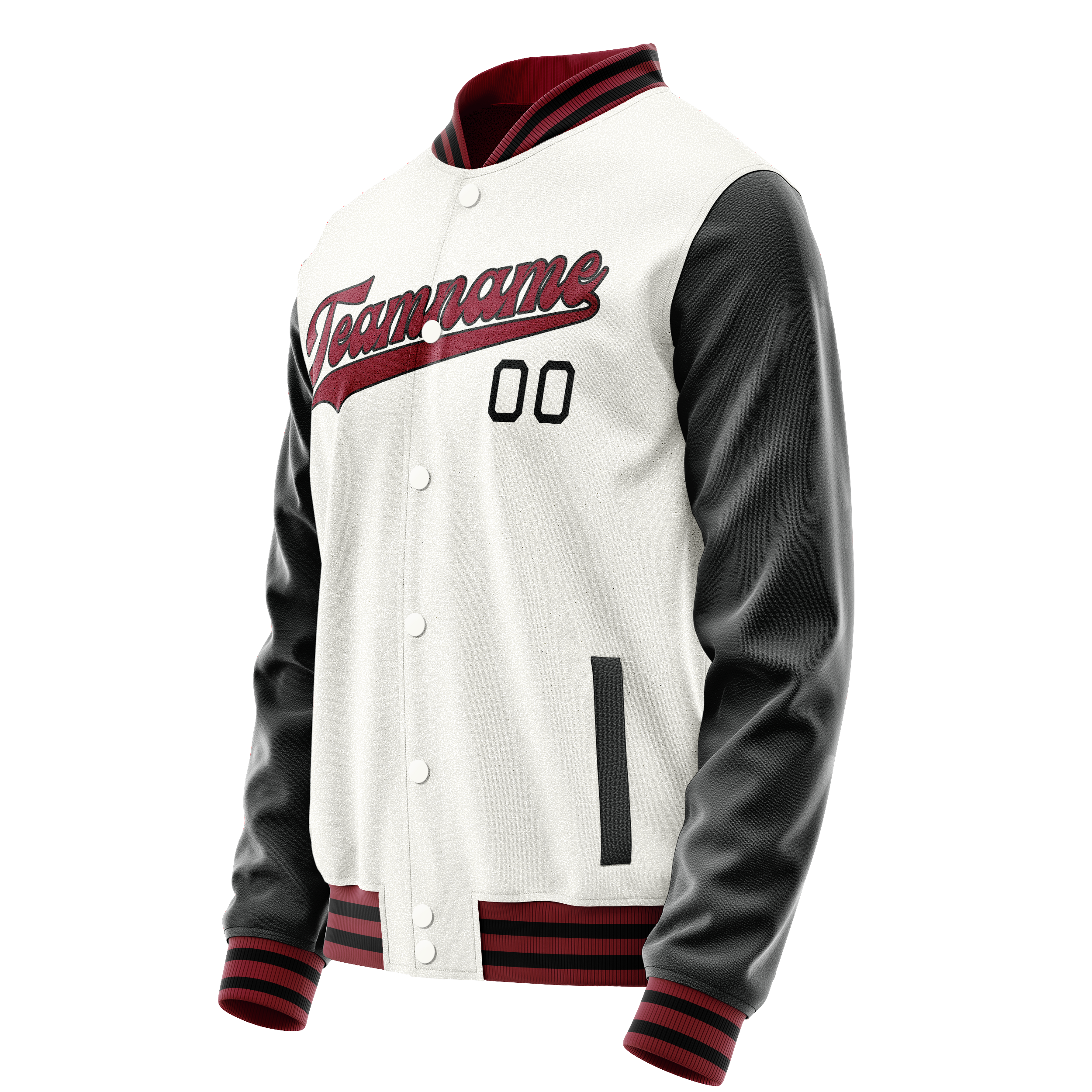 Custom White Black Solid Color Varsity Letterman Jacket JA02240617LH461