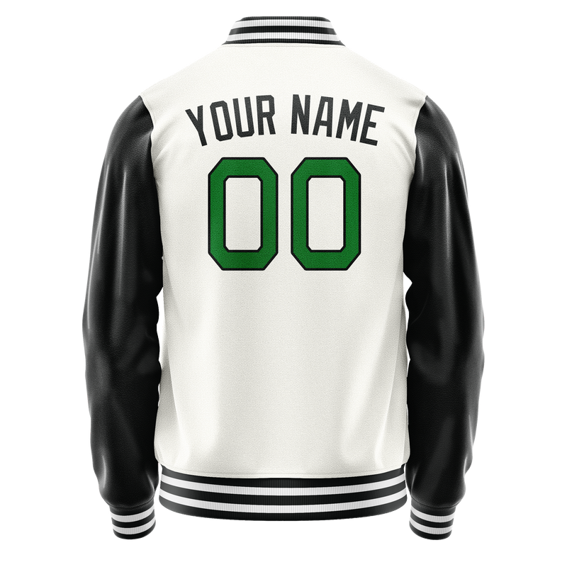 Custom White Black Solid Color Varsity Letterman Jacket JA02240617LH467