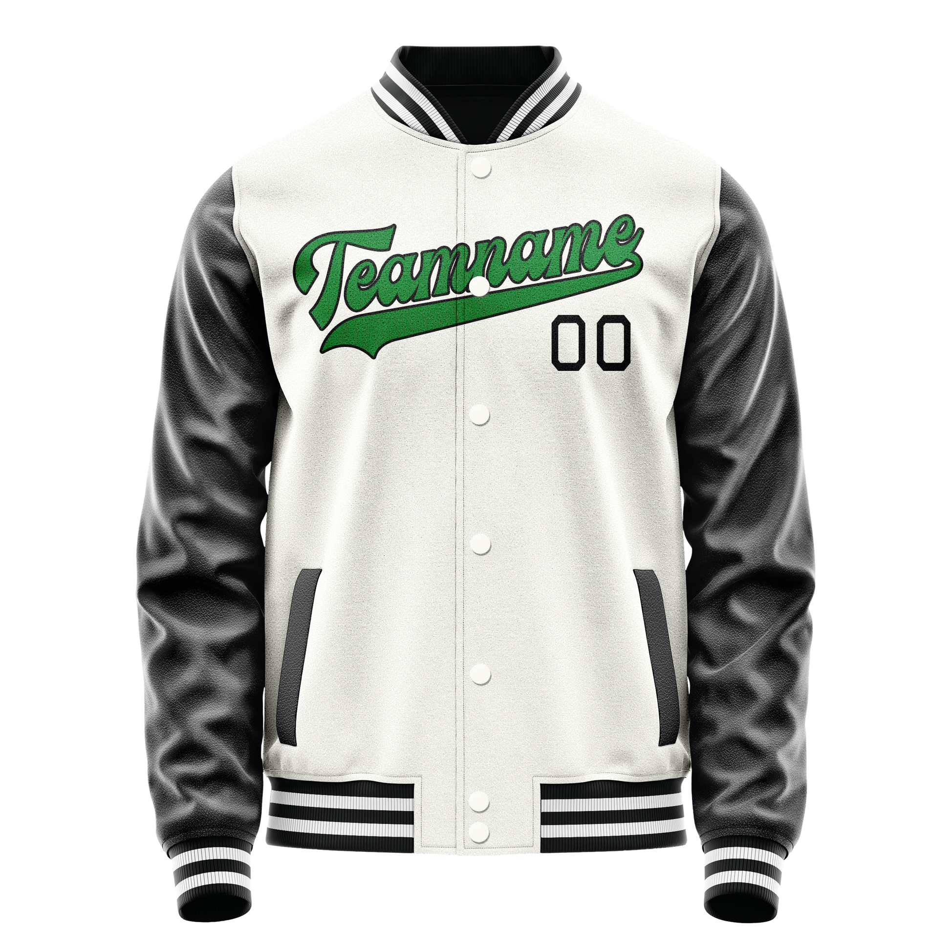 Custom White Black Solid Color Varsity Letterman Jacket JA02240617LH467
