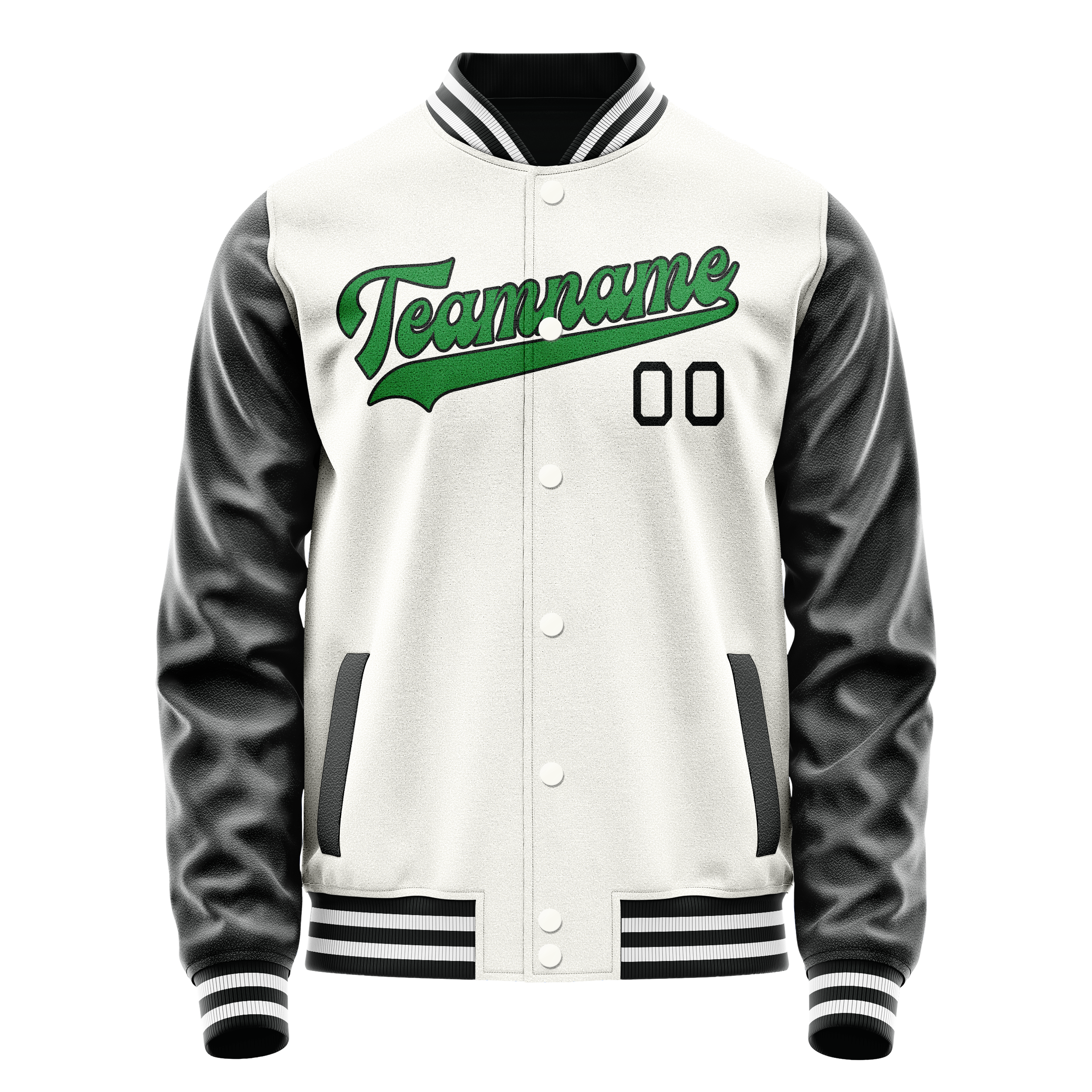 Custom White Black Solid Color Varsity Letterman Jacket JA02240617LH467