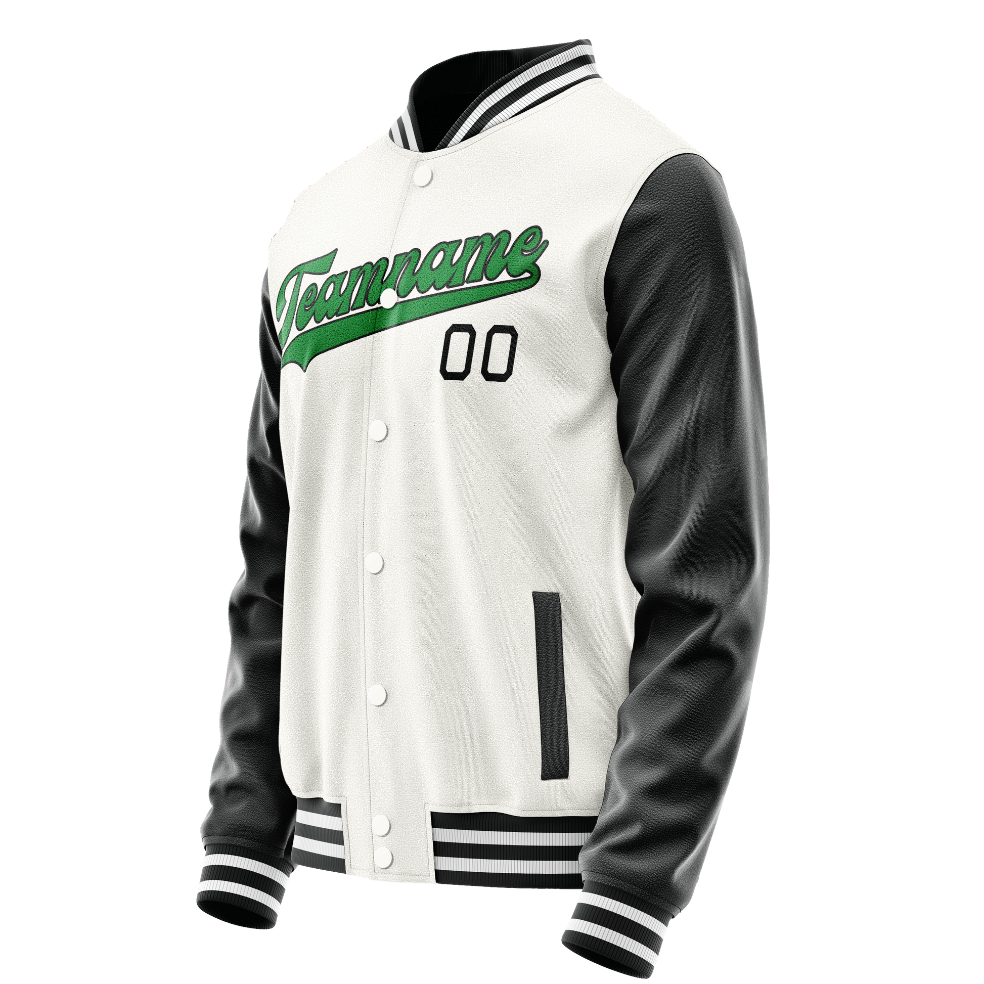 Custom White Black Solid Color Varsity Letterman Jacket JA02240617LH467