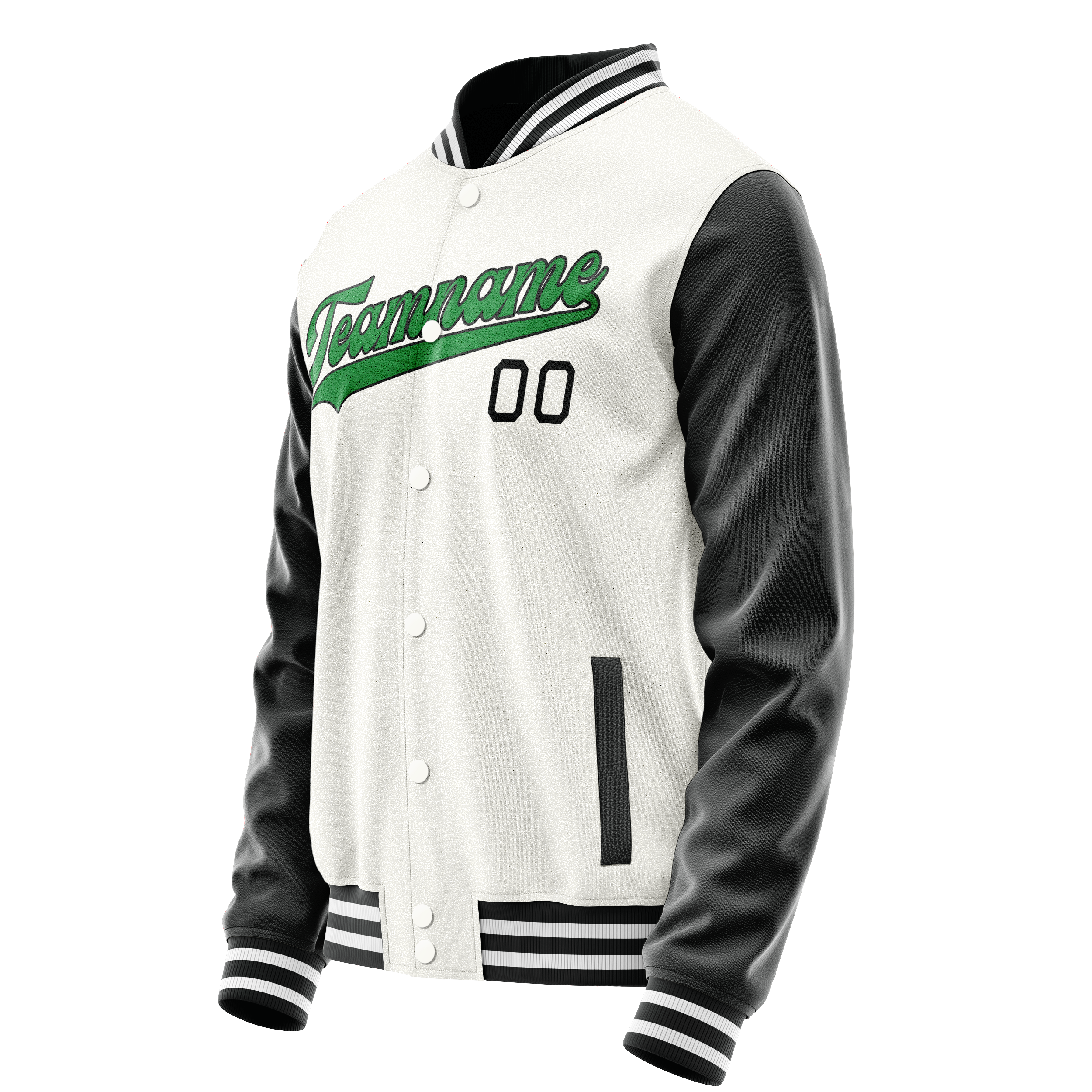 Custom White Black Solid Color Varsity Letterman Jacket JA02240617LH467