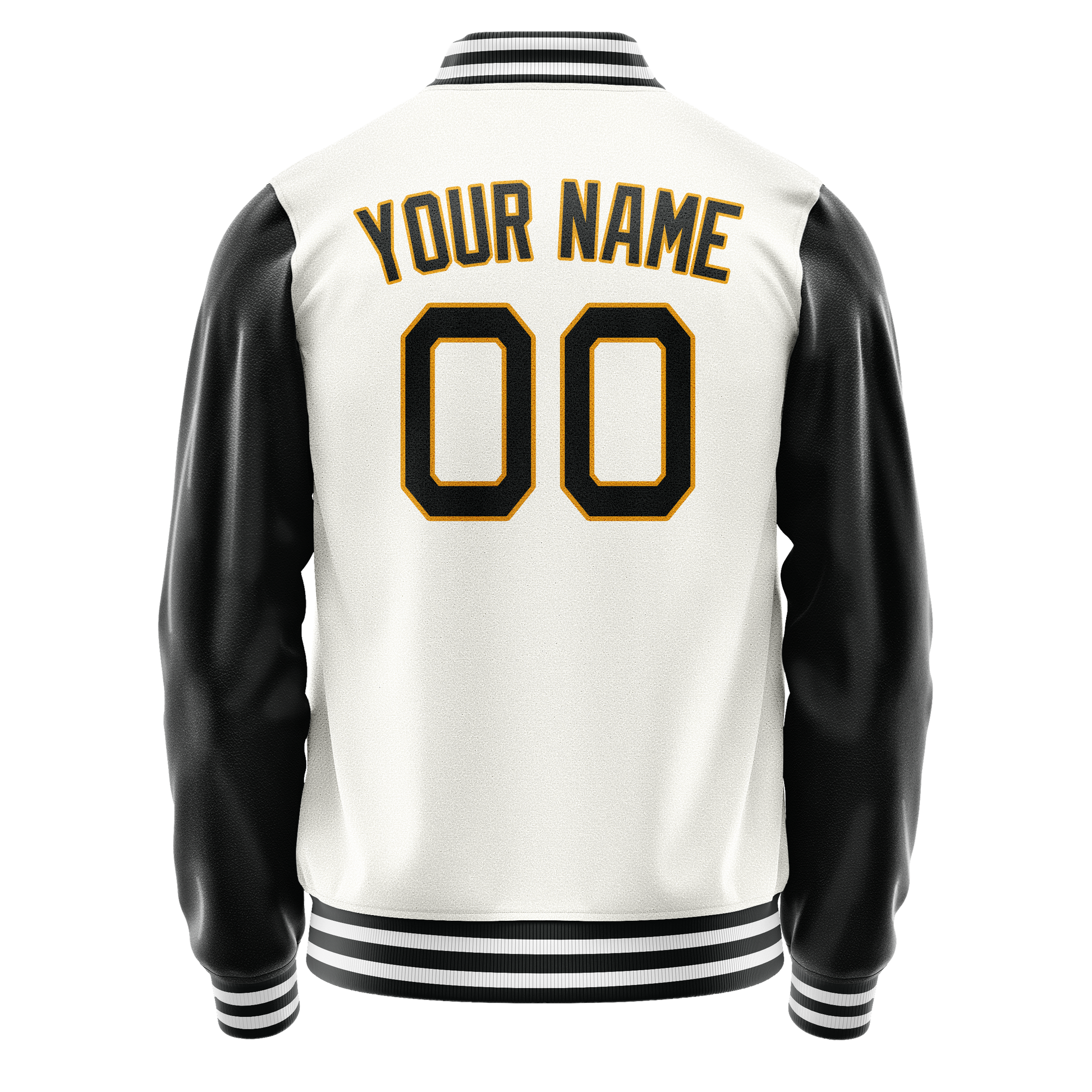 Custom White Black Solid Color Varsity Letterman Jacket JA02240617LH475