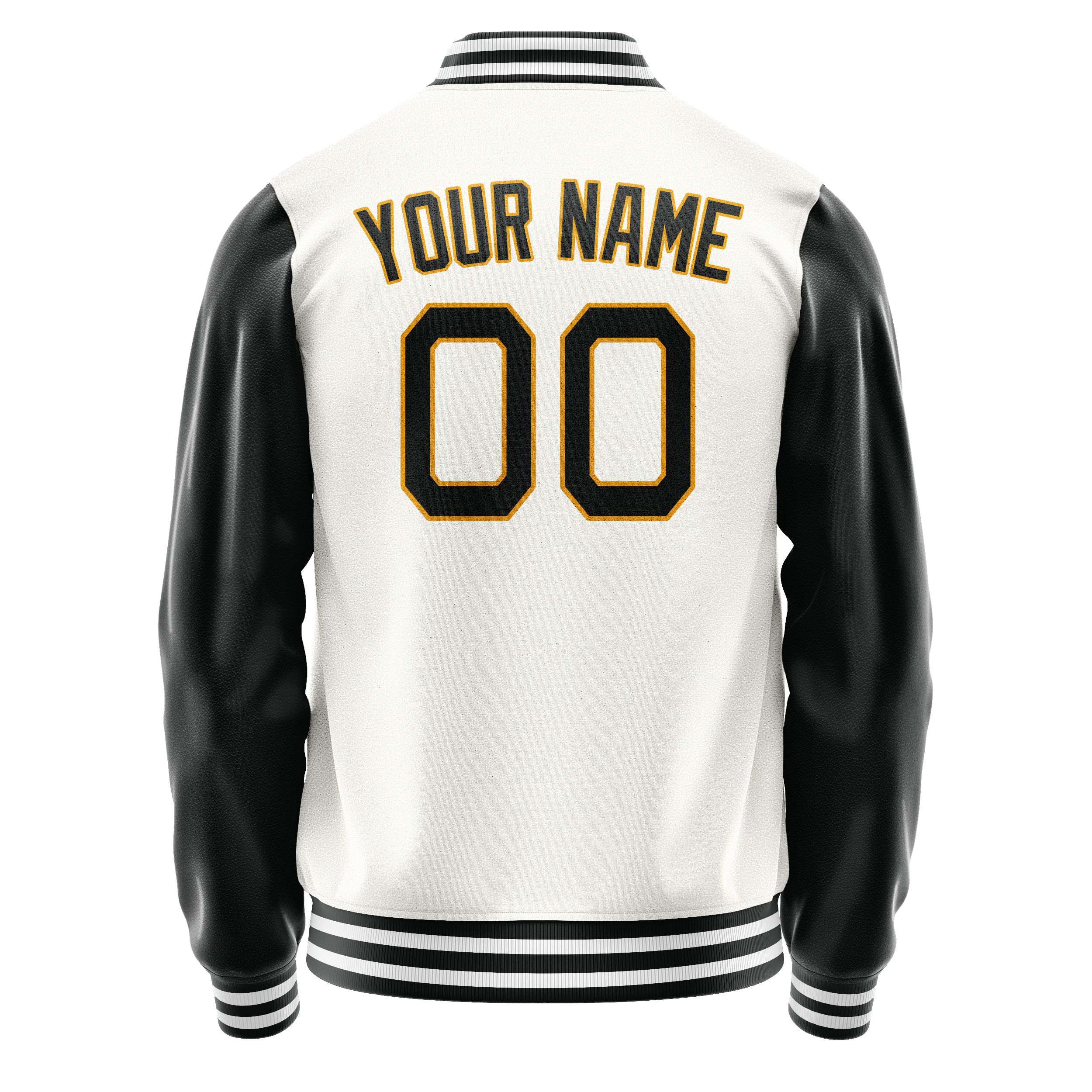 Custom White Black Solid Color Varsity Letterman Jacket JA02240617LH475