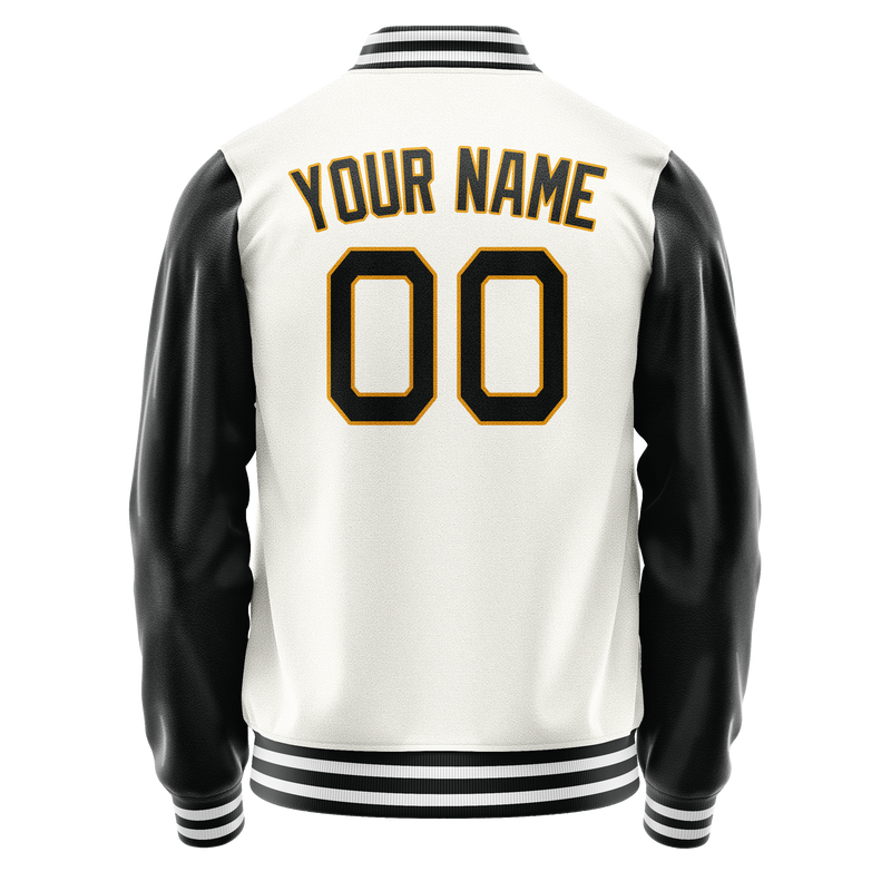 Custom White Black Solid Color Varsity Letterman Jacket JA02240617LH475