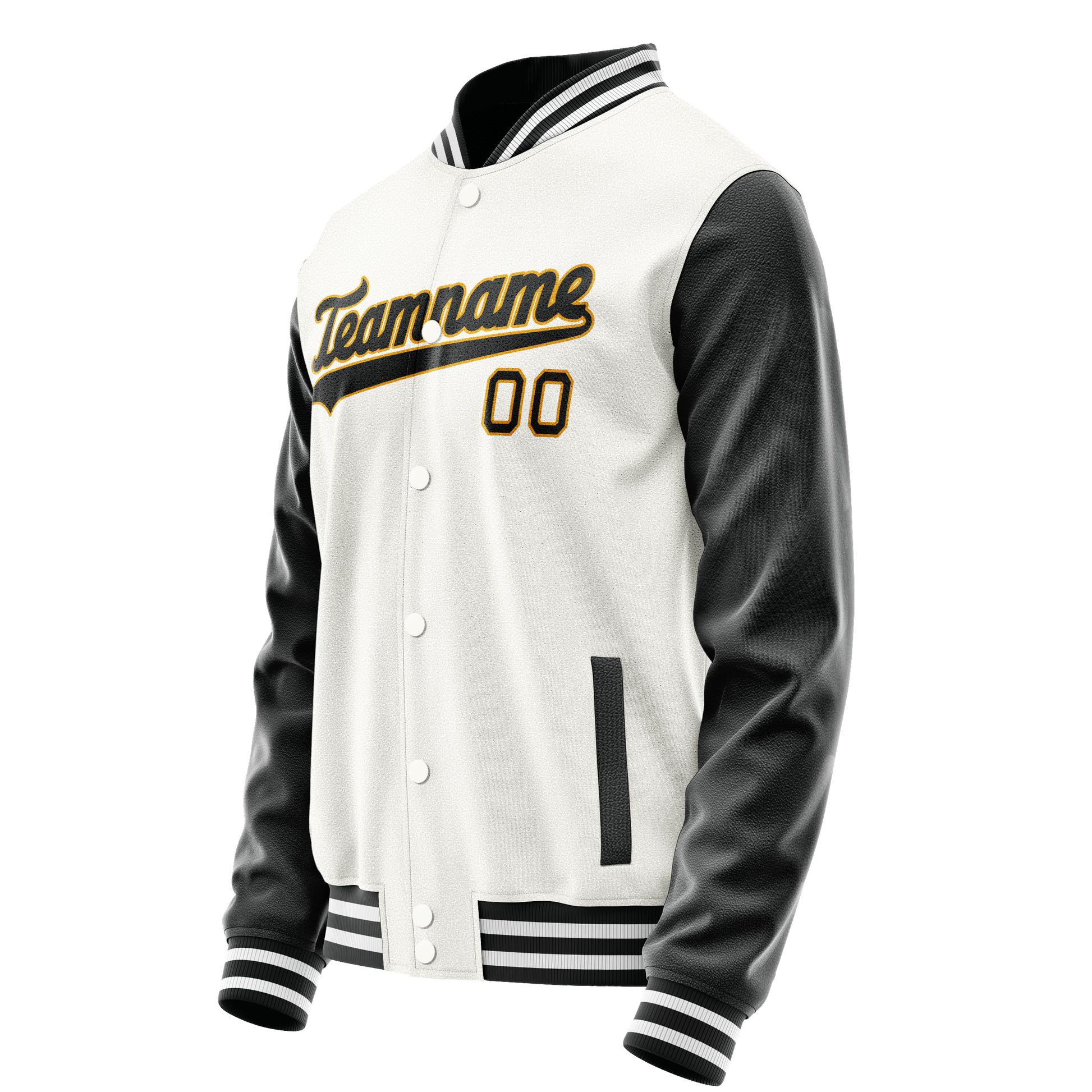 Custom White Black Solid Color Varsity Letterman Jacket JA02240617LH475