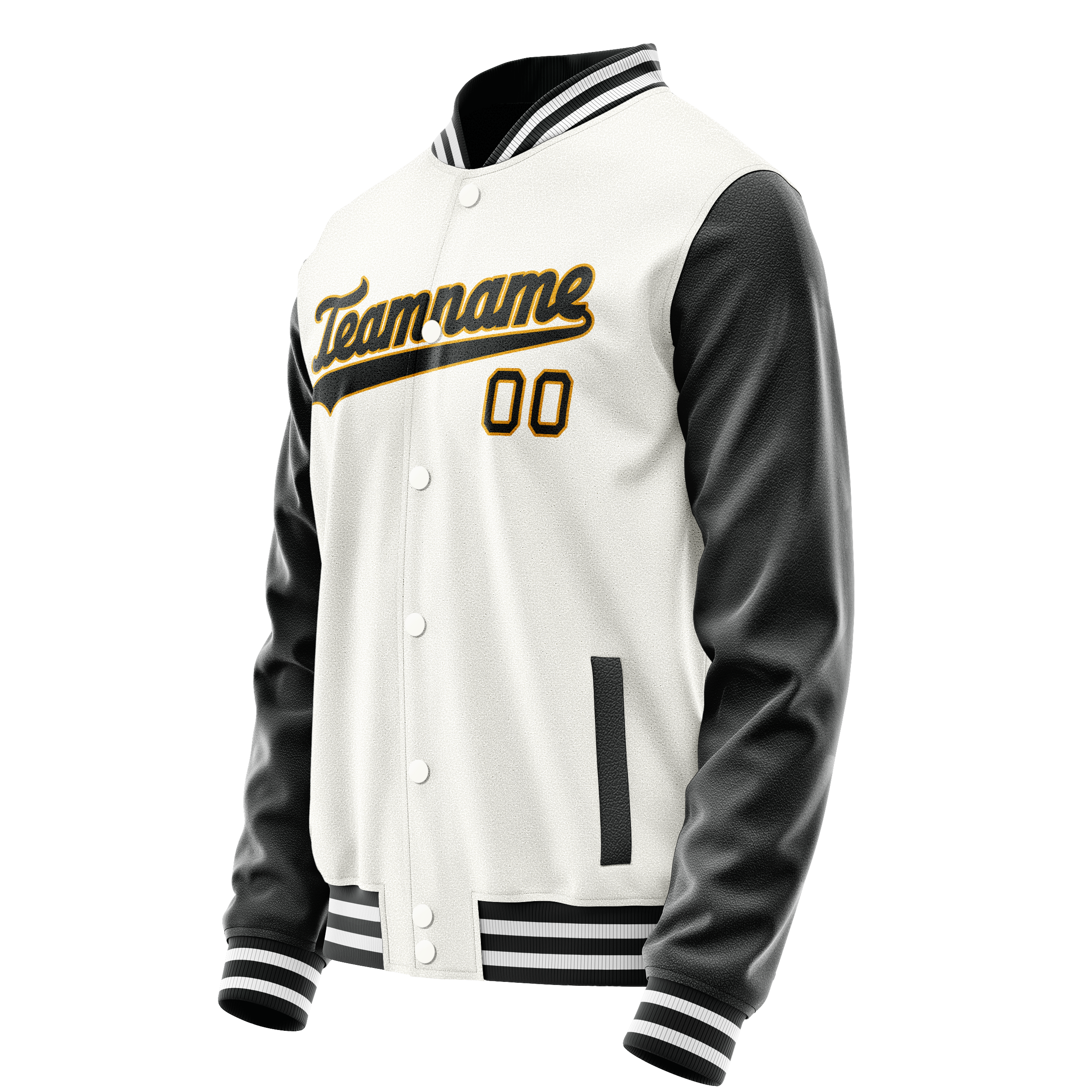 Custom White Black Solid Color Varsity Letterman Jacket JA02240617LH475