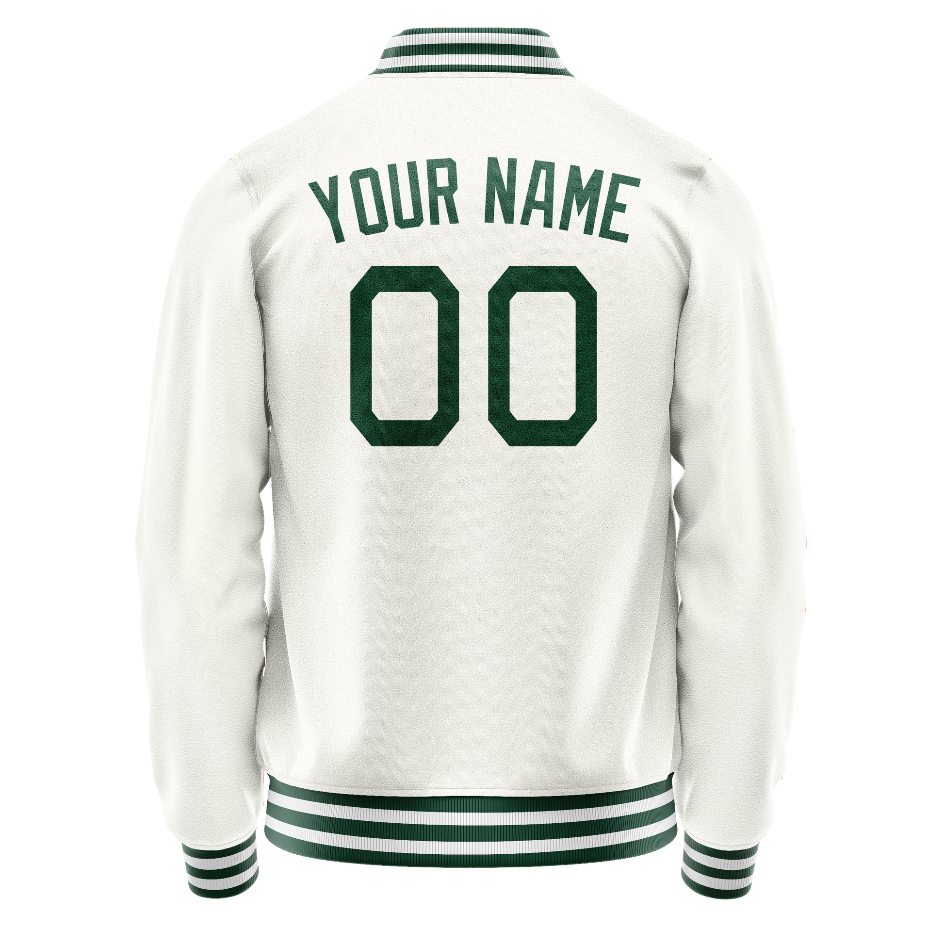 Custom White Kelly-Green Solid Color Varsity Letterman Jacket JA02240617LH459